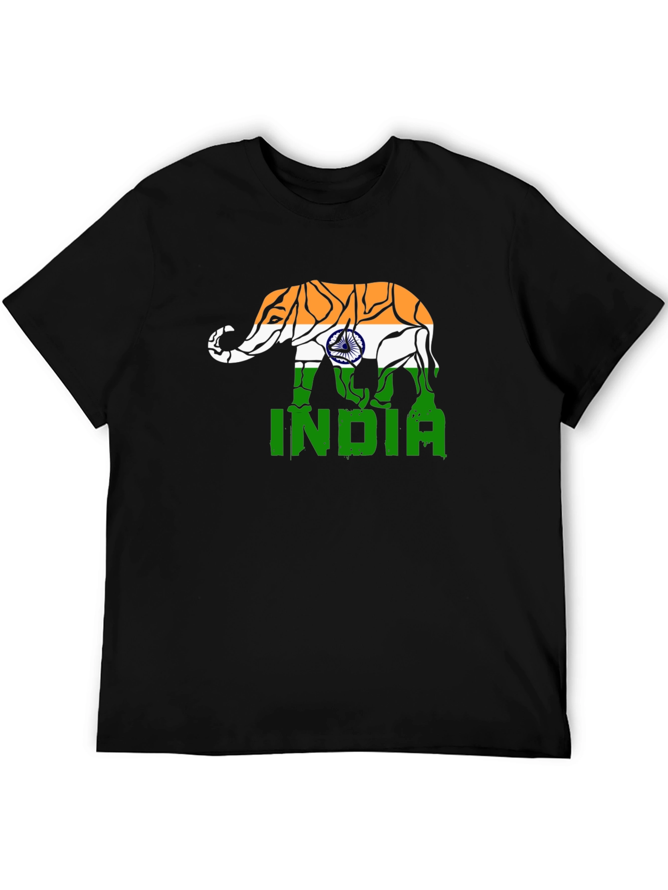 India Elephant Flag Graphic T-Shirt