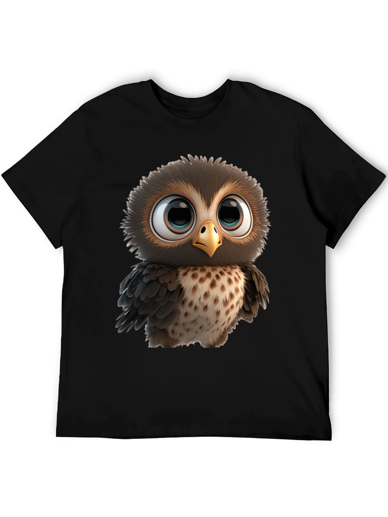 Cute Owl Graphic Print Black T-Shirt