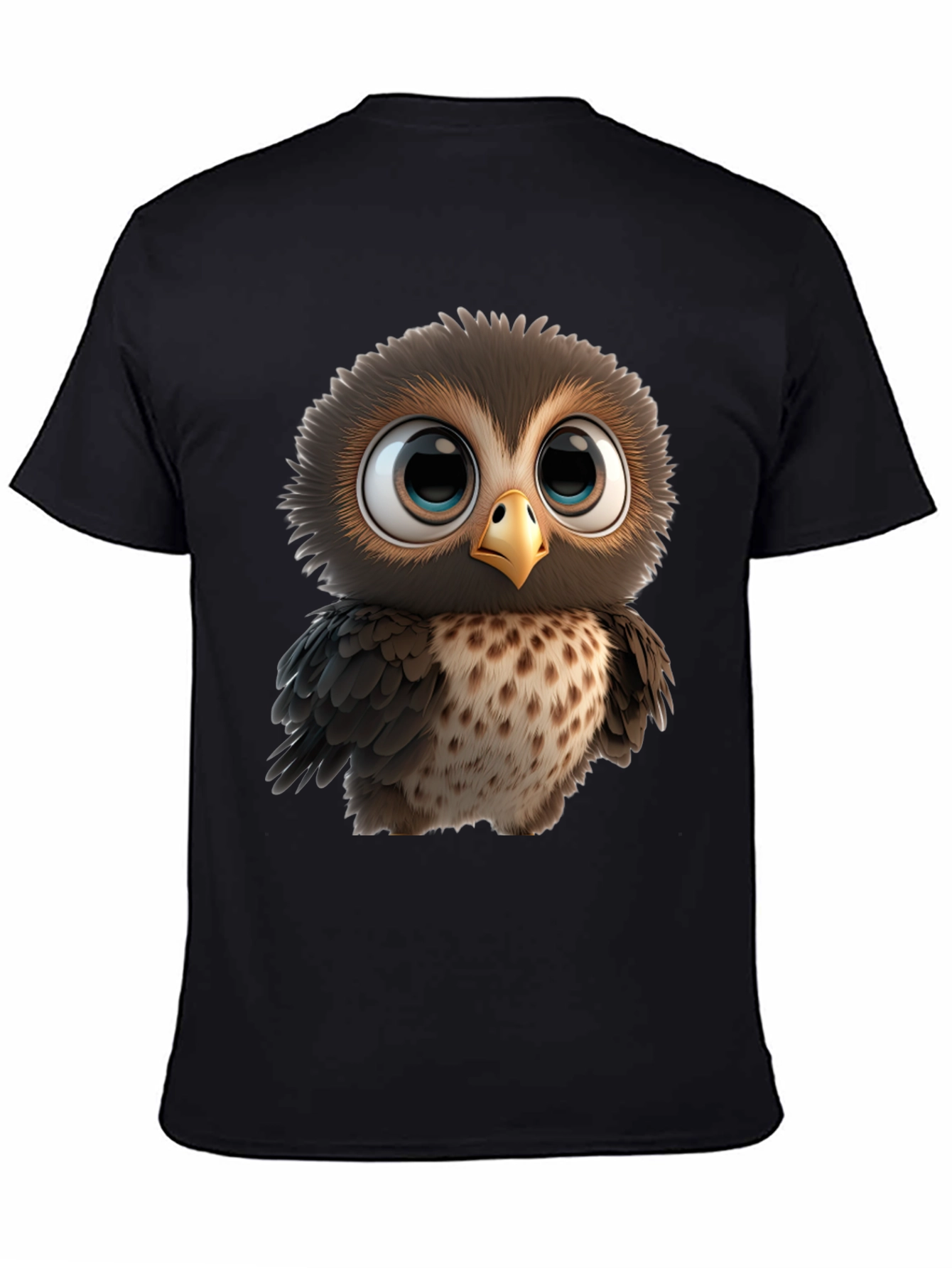 Cute Owl Graphic Print Black T-Shirt