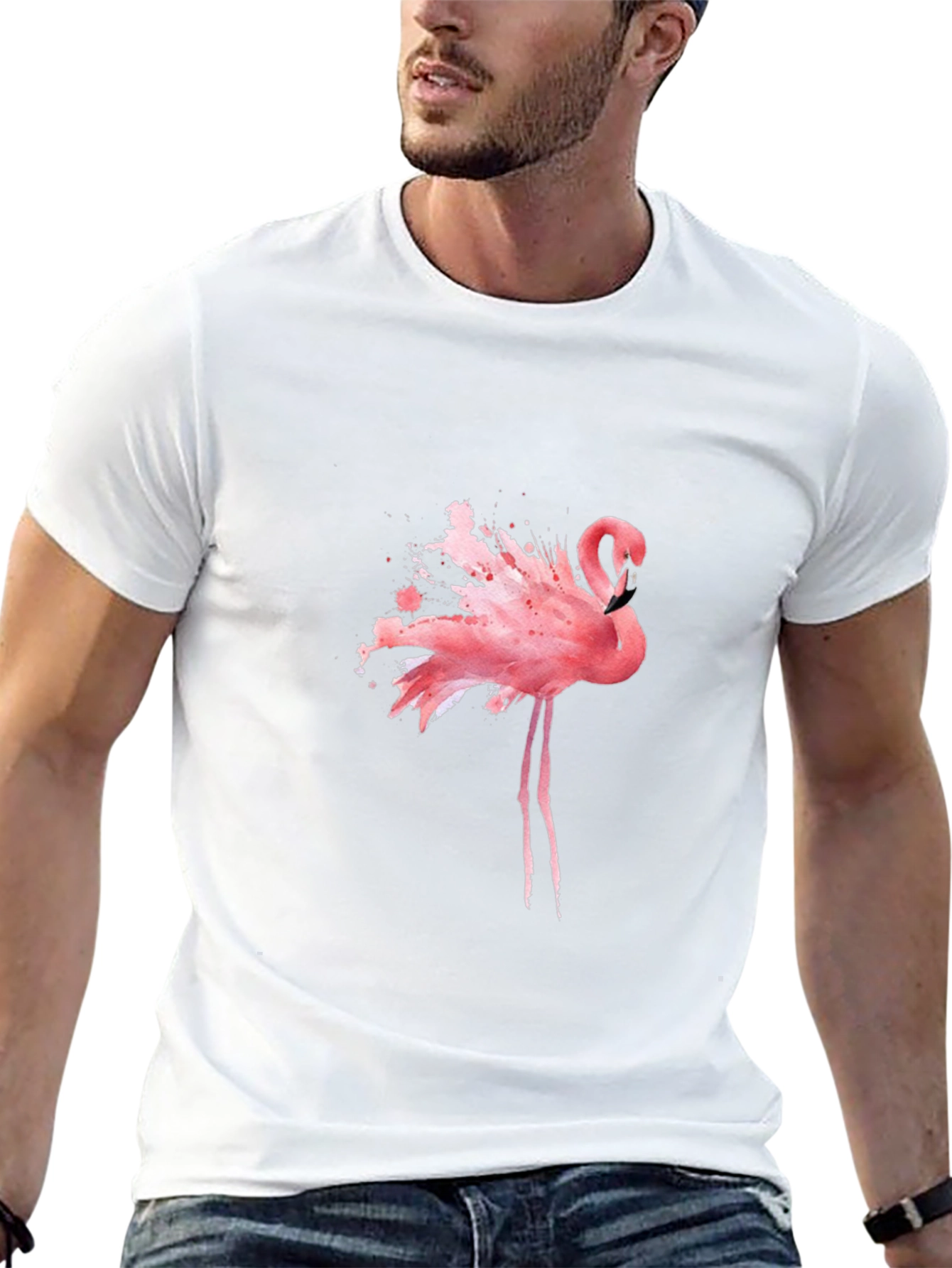 Flamingo Splash Graphic Tee - Black