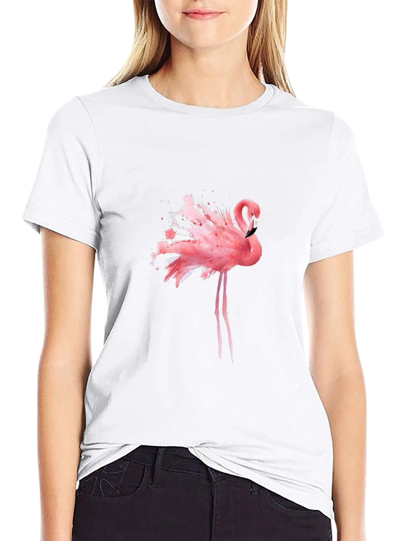 Flamingo Splash Graphic Tee - Black