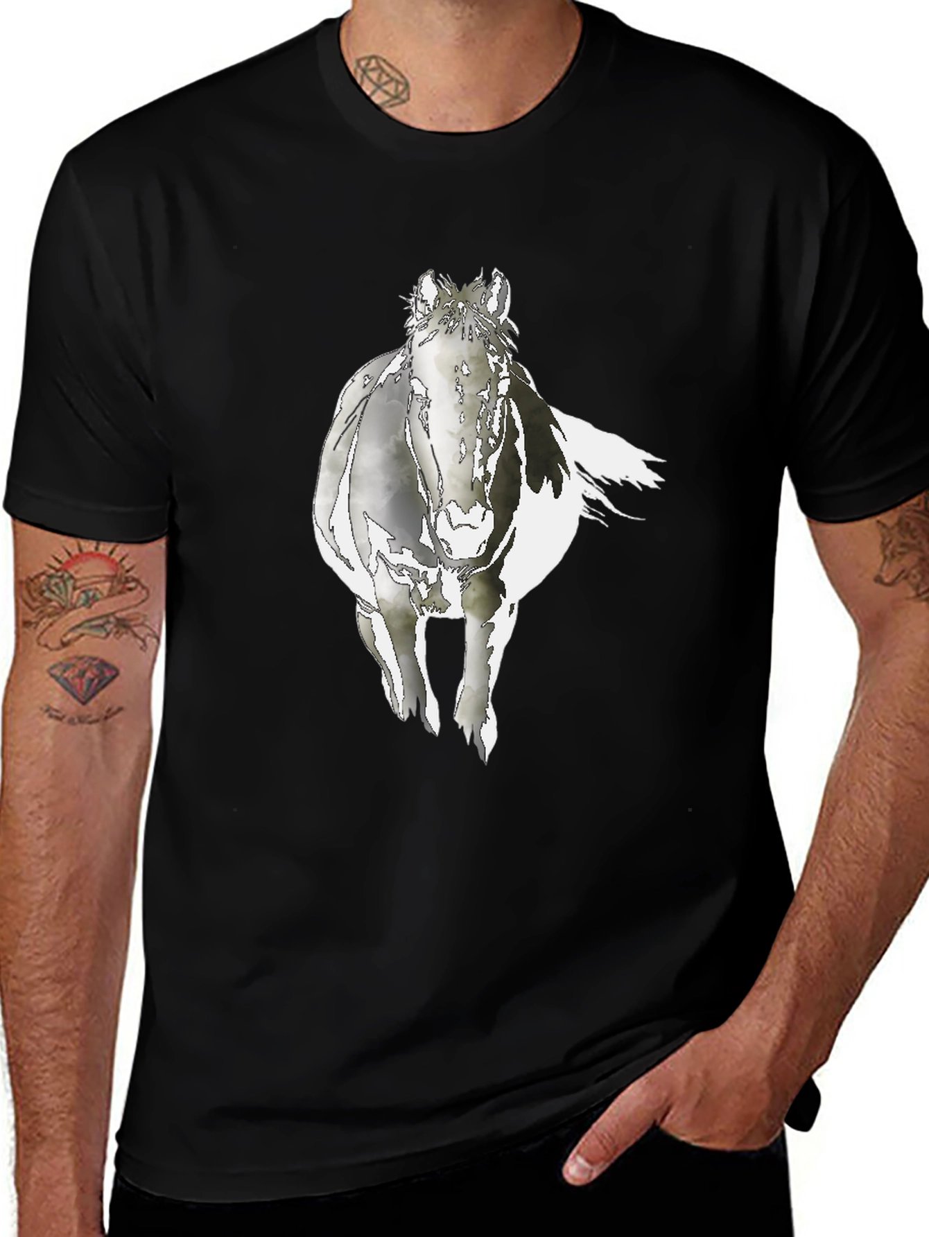 Horse Graphic Black T-Shirt - Equestrian Style