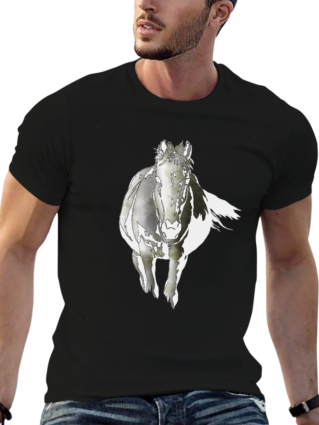 Horse Graphic Black T-Shirt - Equestrian Style