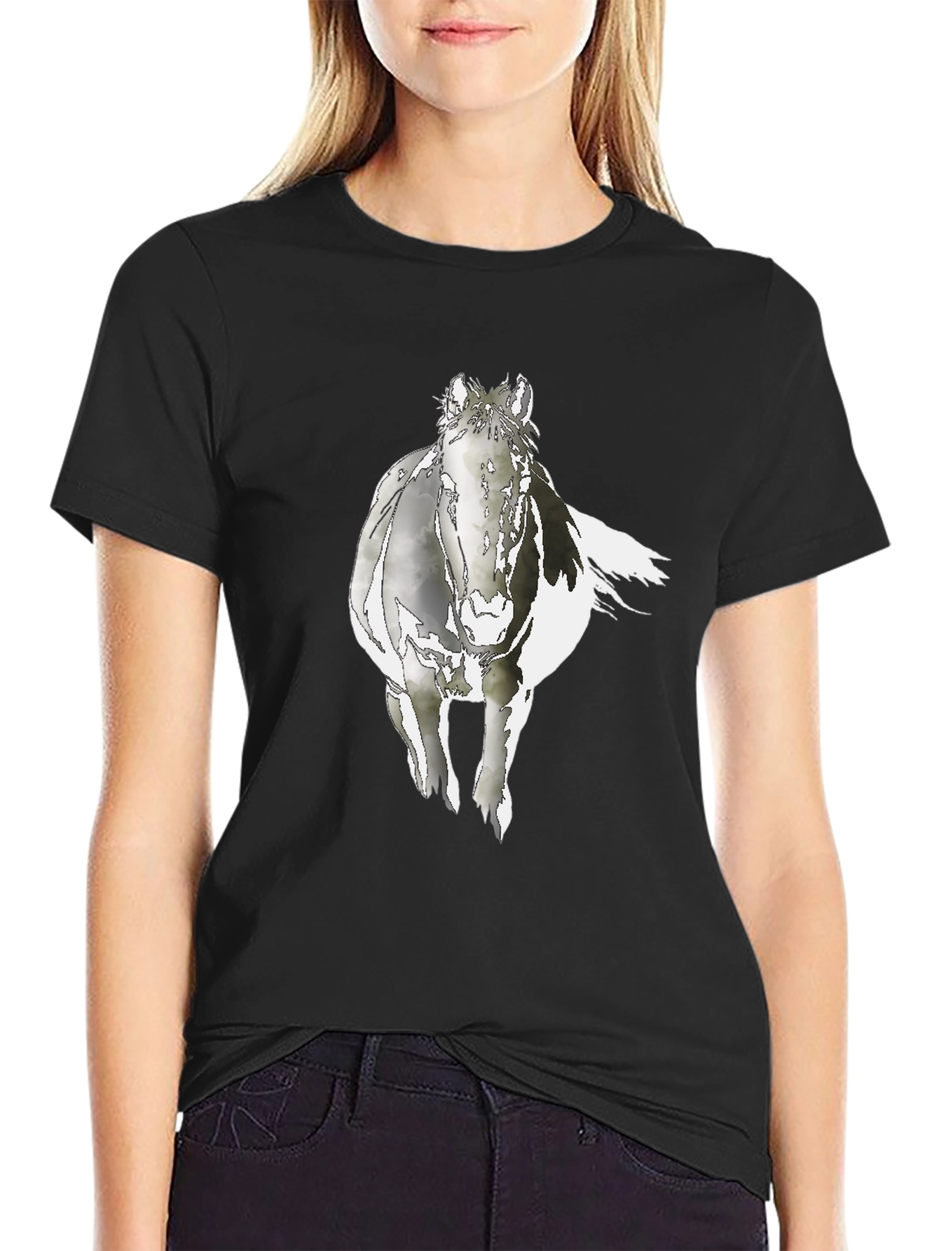Horse Graphic Black T-Shirt - Equestrian Style