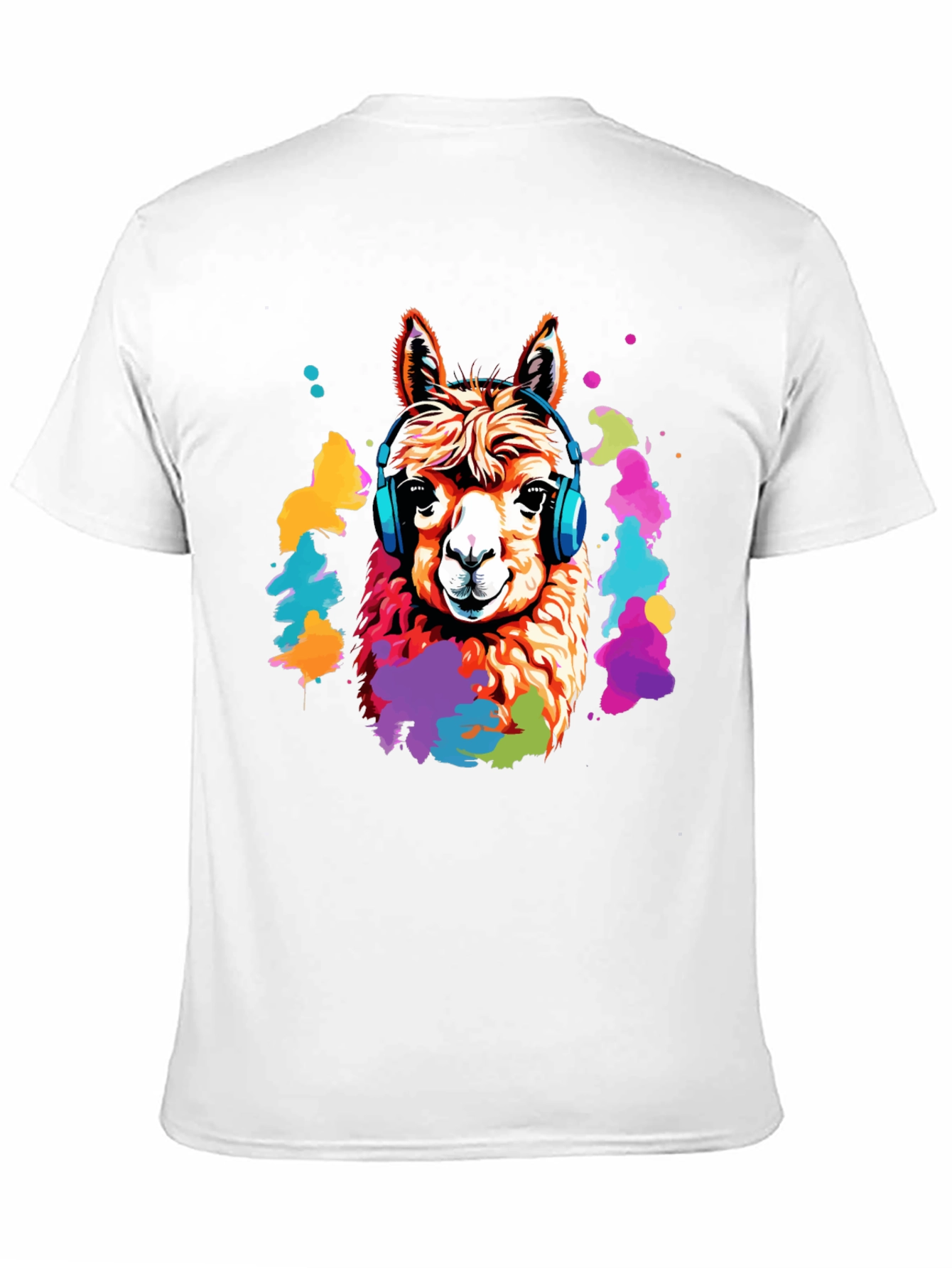 Llama Headphones Graphic T-Shirt - Cool Animal Tee