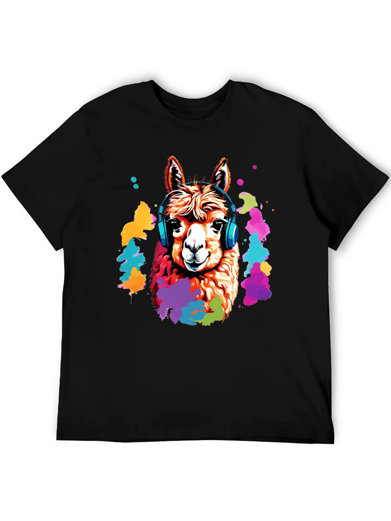 Llama Headphones Graphic T-Shirt - Cool Animal Tee
