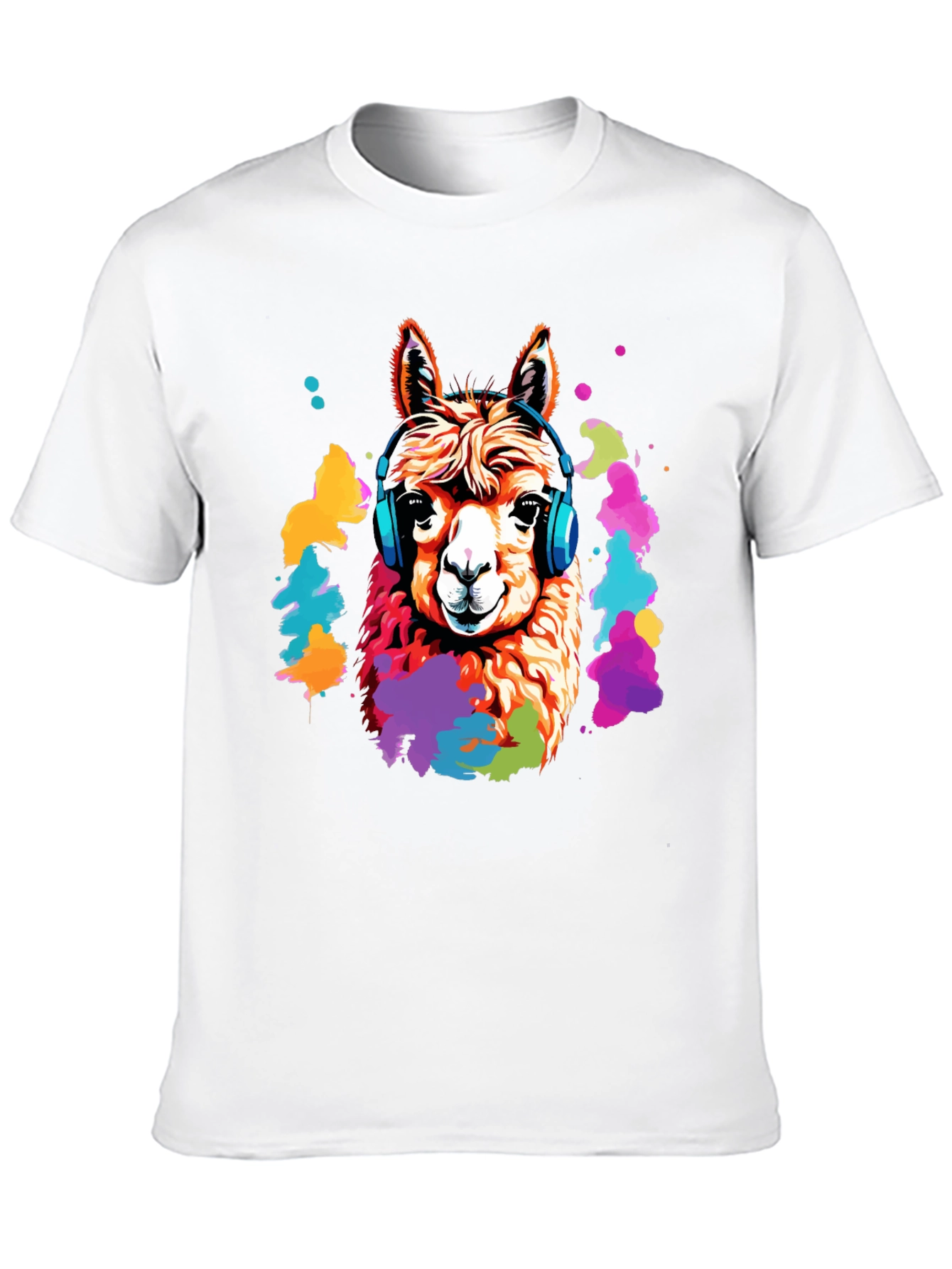 Llama Headphones Graphic T-Shirt - Cool Animal Tee