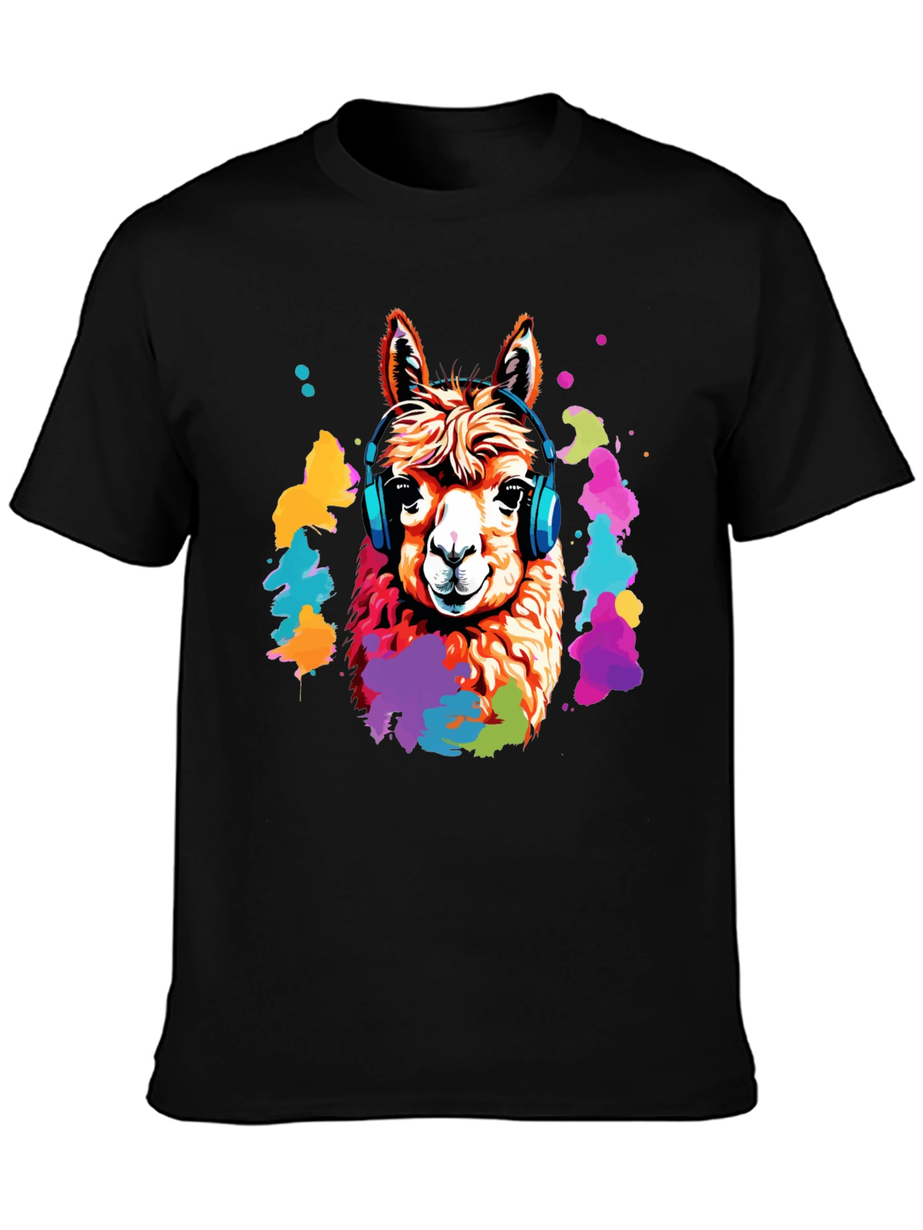 Llama Headphones Graphic T-Shirt - Cool Animal Tee