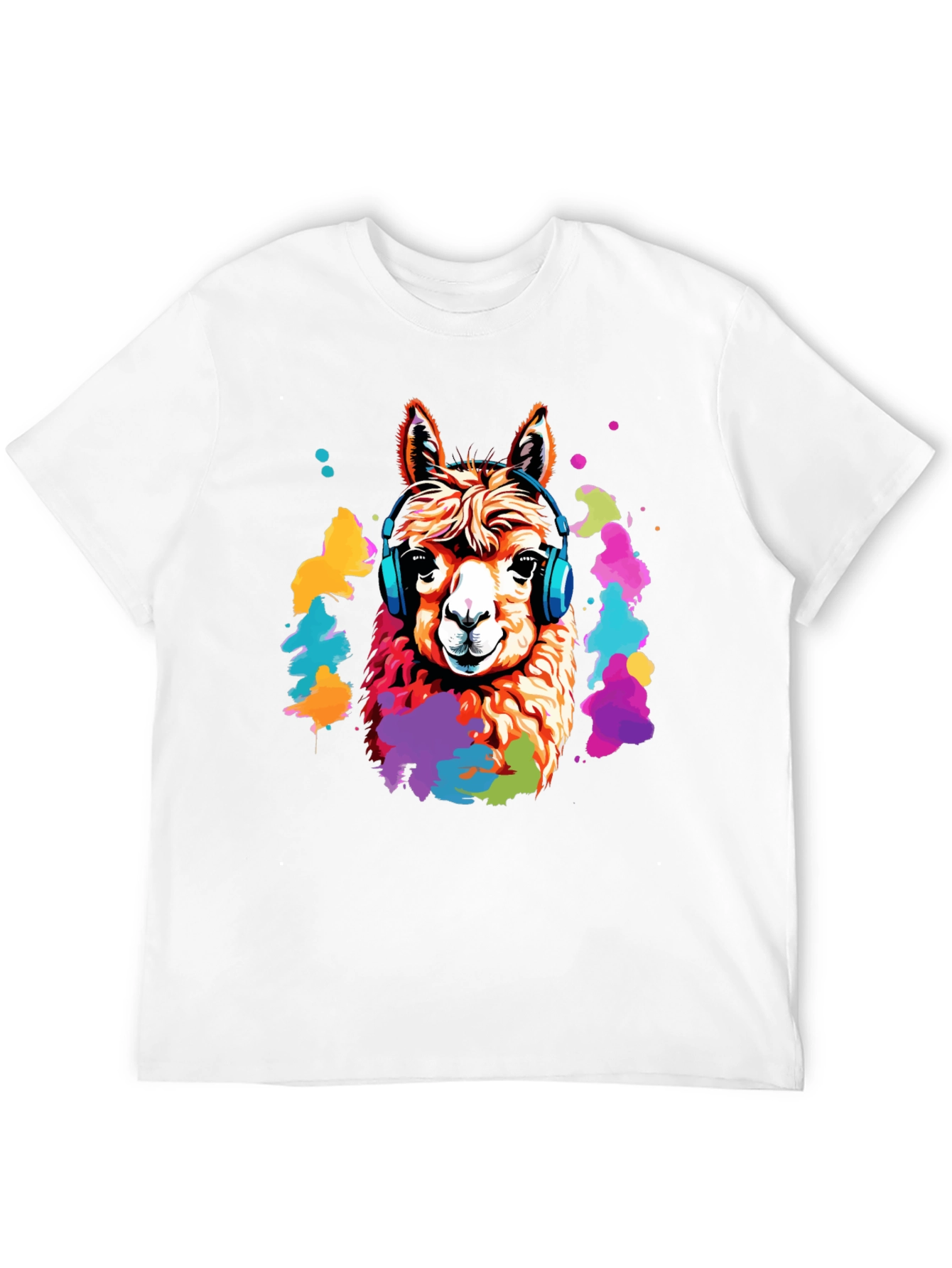 Llama Headphones Graphic T-Shirt - Cool Animal Tee