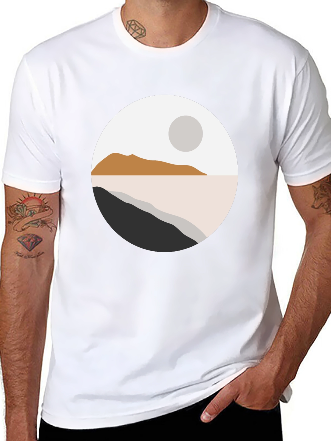 Minimalist Landscape Graphic T-Shirt - Black