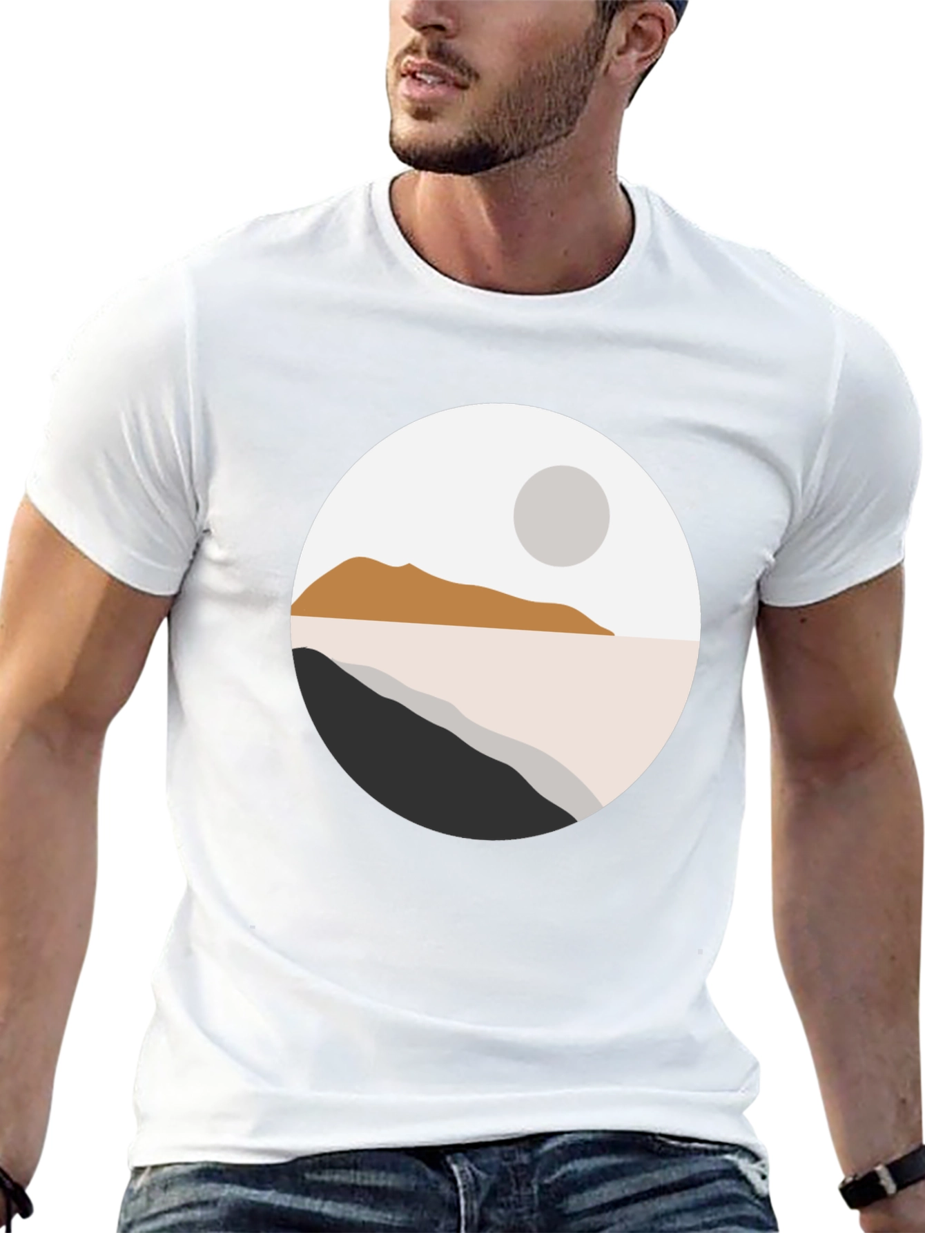 Minimalist Landscape Graphic T-Shirt - Black