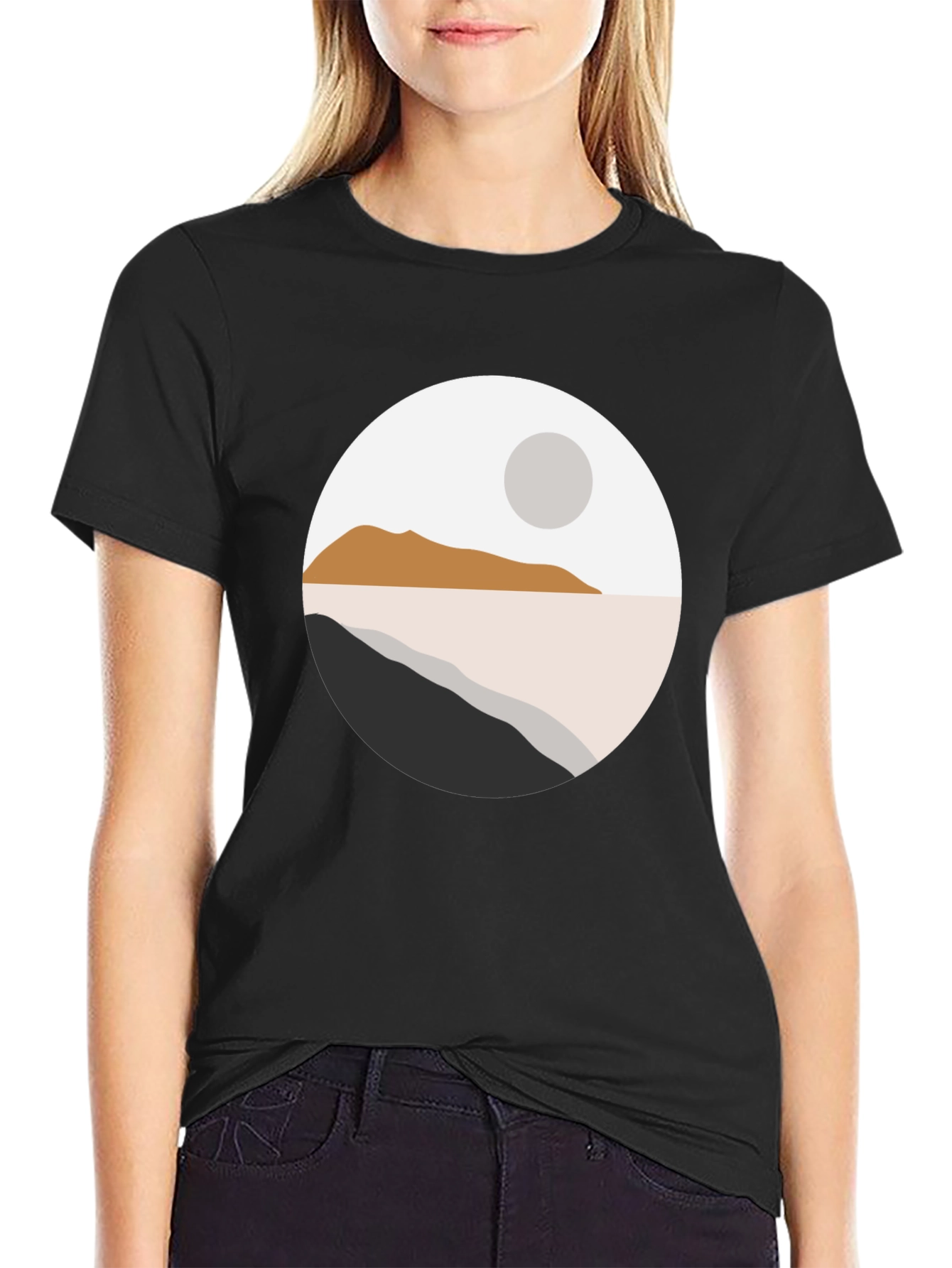 Minimalist Landscape Graphic T-Shirt - Black