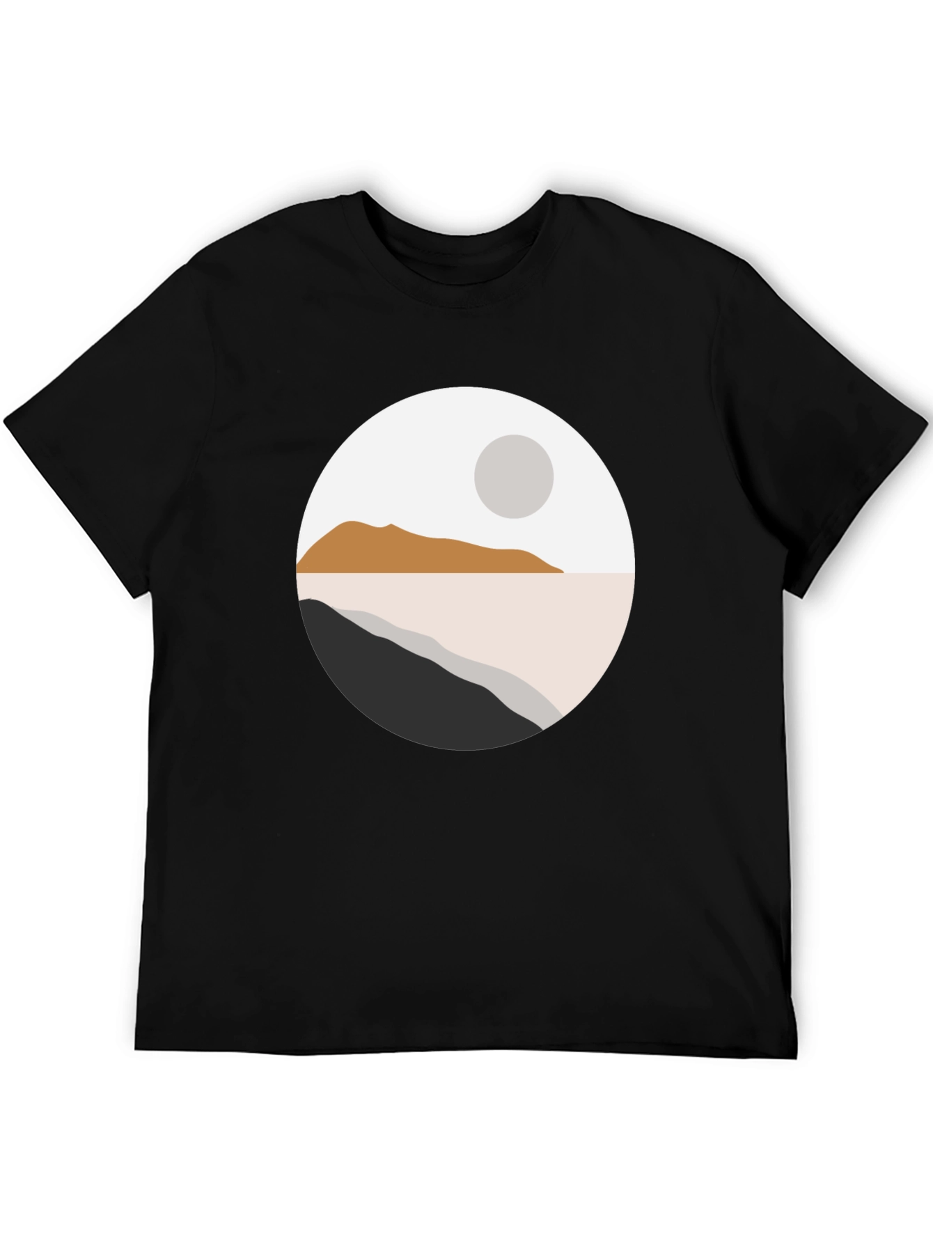 Minimalist Landscape Graphic T-Shirt - Black