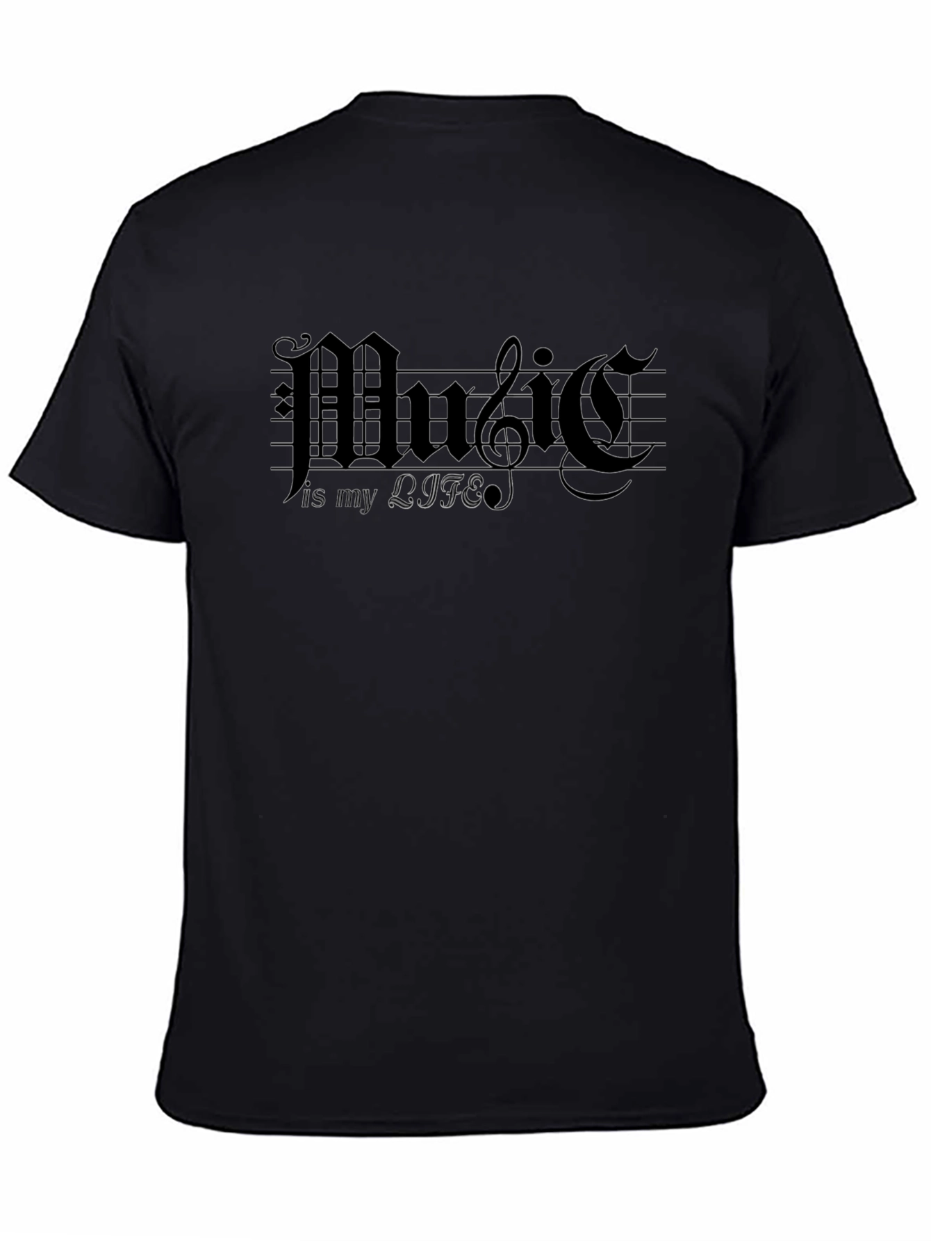 Music is My Life Black Graphic Tee