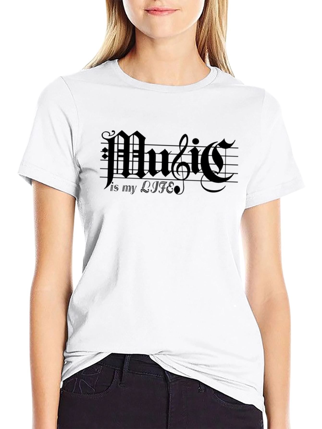 Music is My Life Black Graphic Tee
