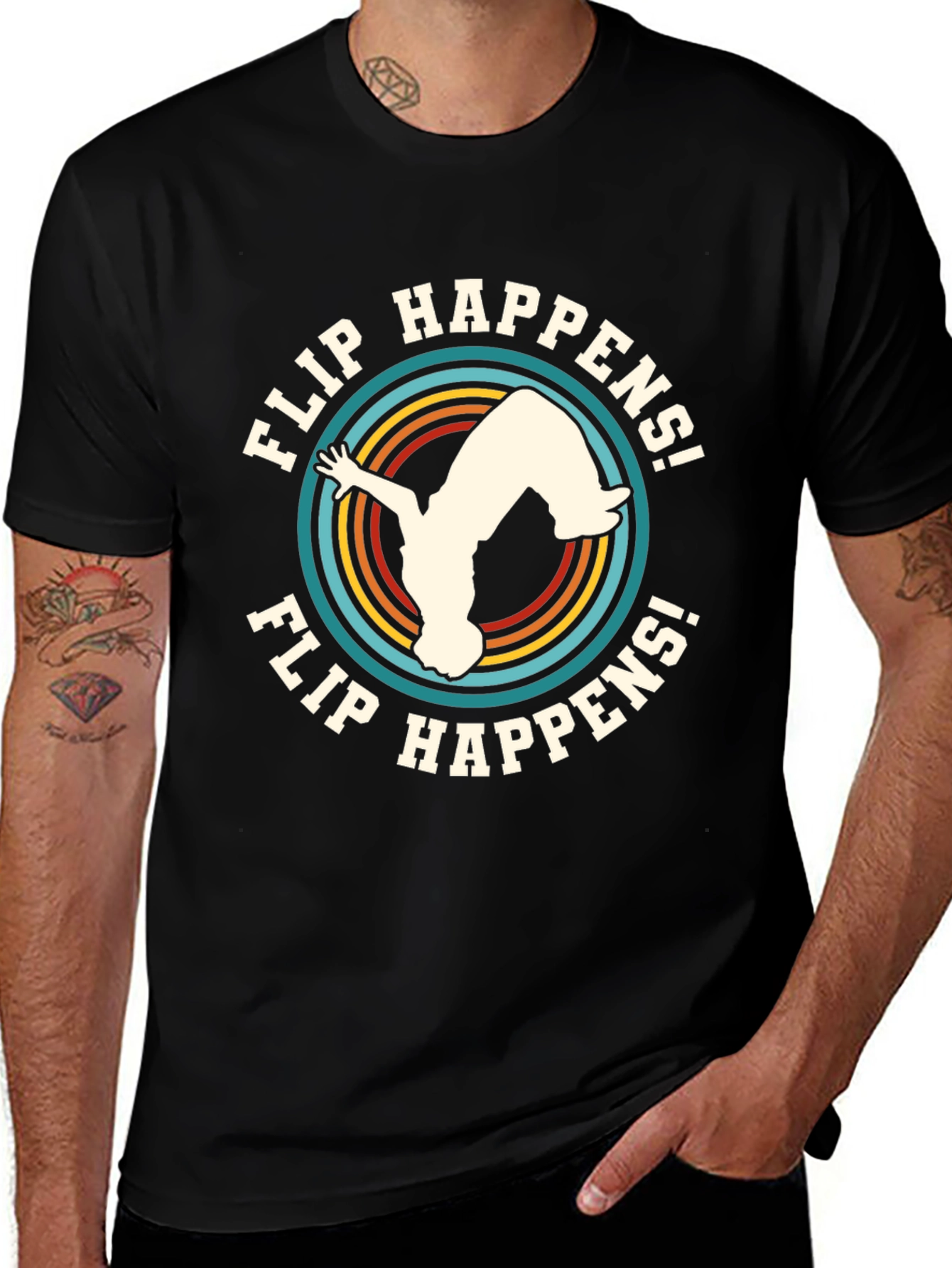 Flip Happens! Black Graphic Tee