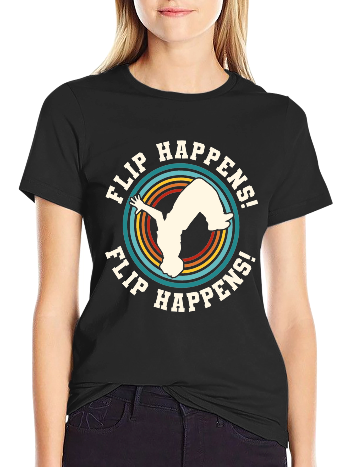 Flip Happens! Black Graphic Tee