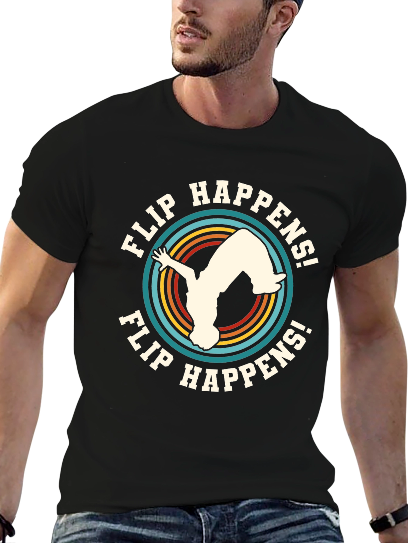 Flip Happens! Black Graphic Tee