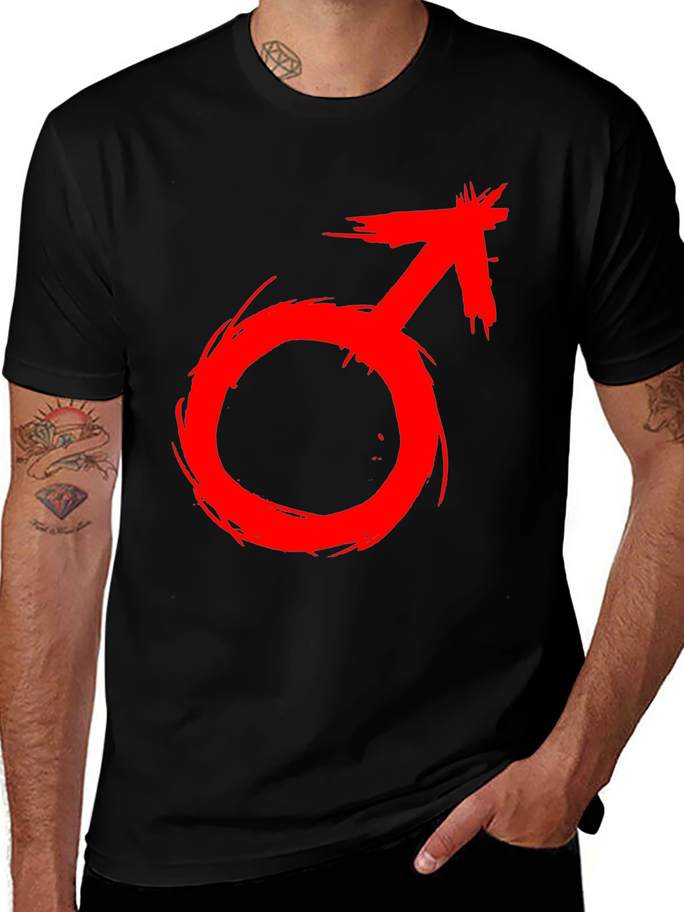 Red Male Symbol T-Shirt - Bold Graphic Tee