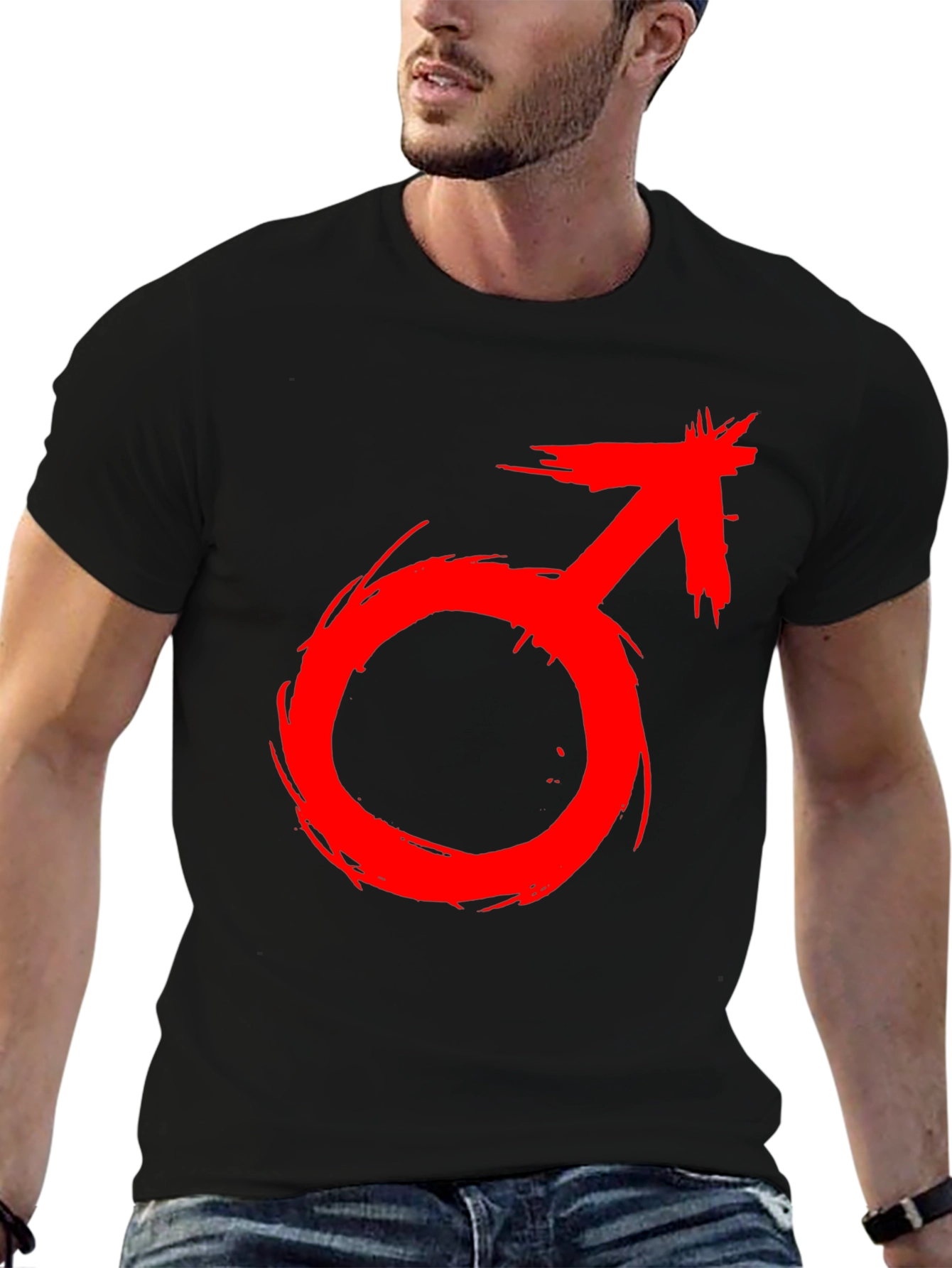 Red Male Symbol T-Shirt - Bold Graphic Tee