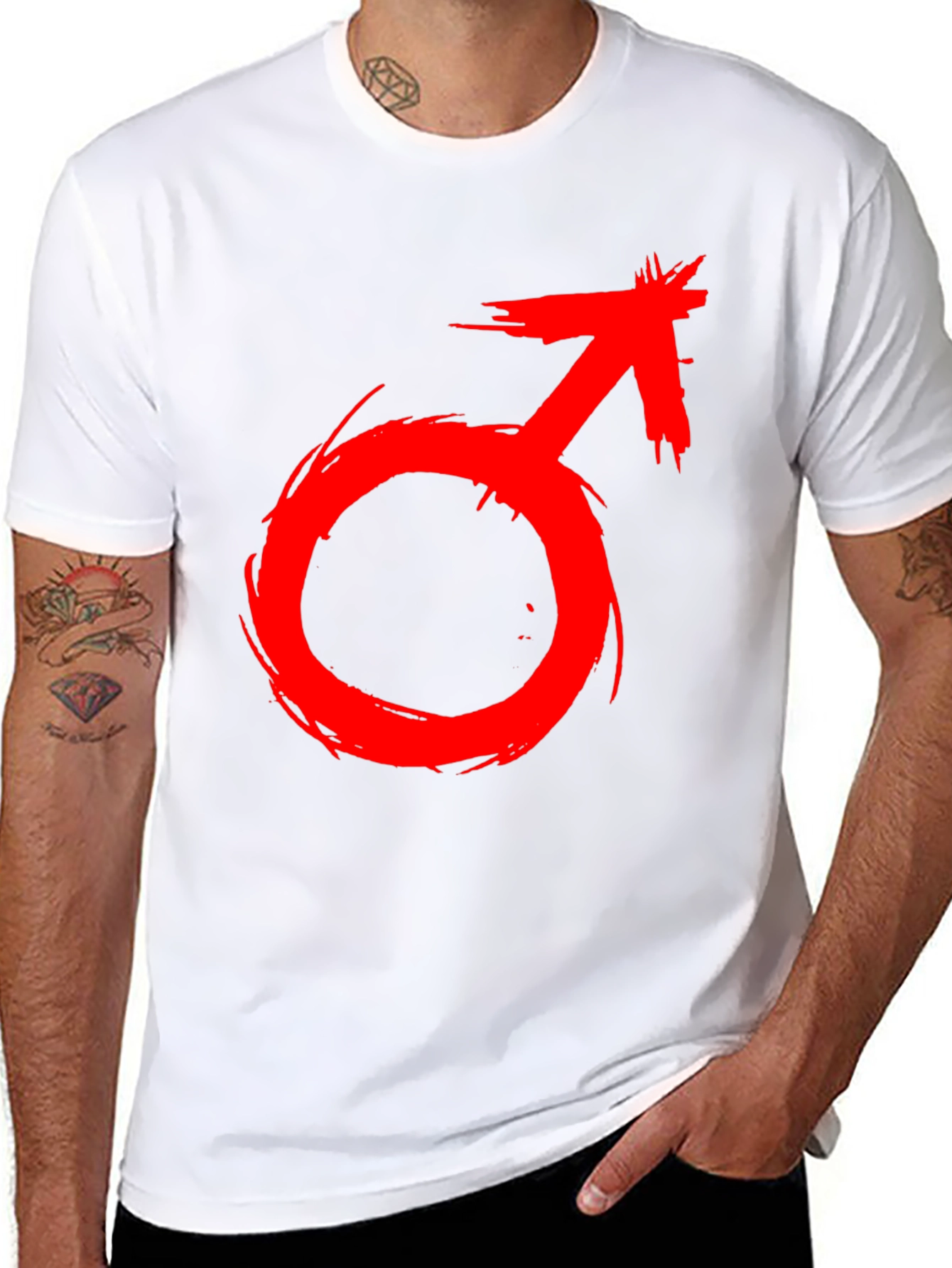 Red Male Symbol T-Shirt - Bold Graphic Tee