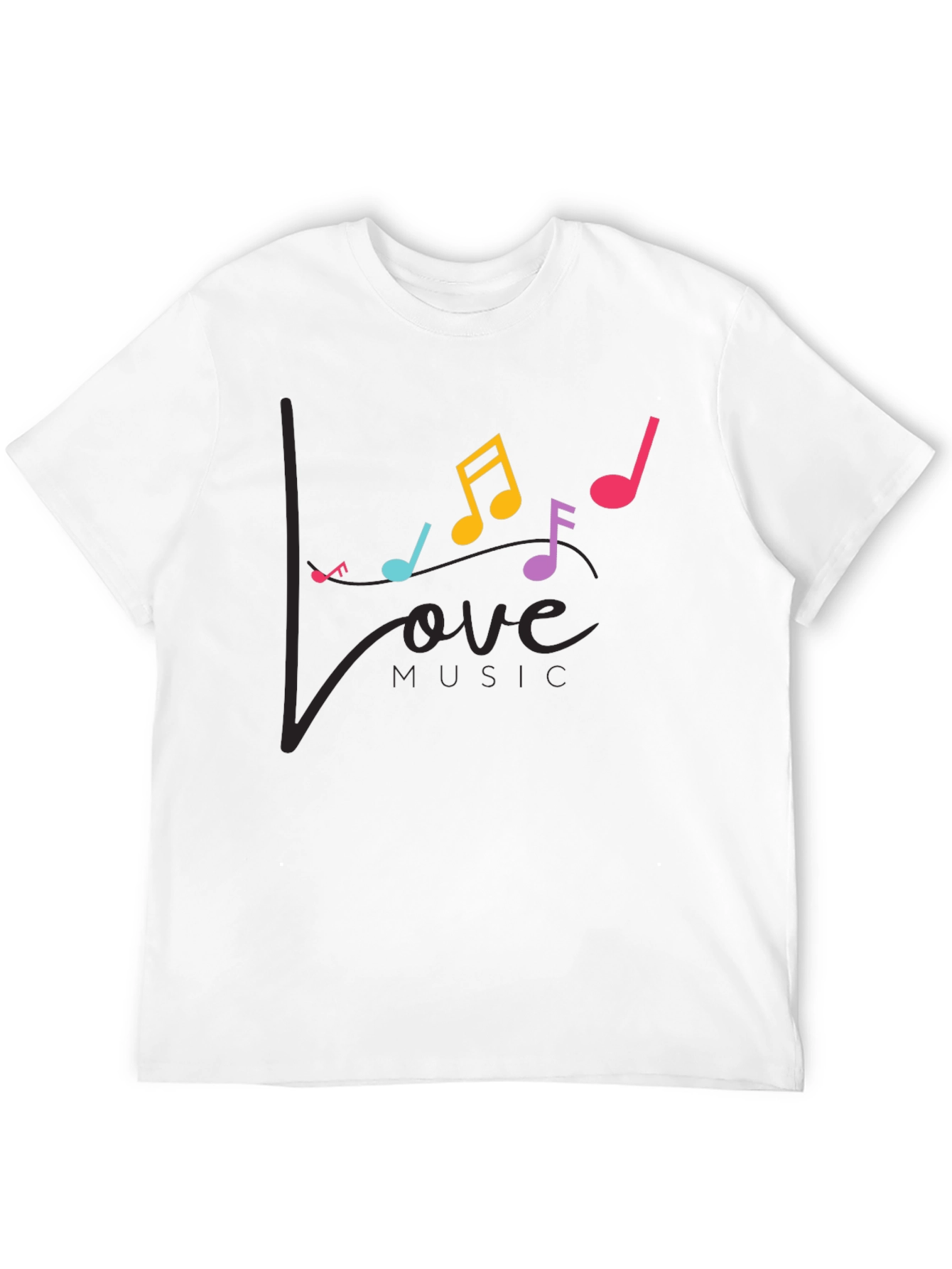 Love Music Notes Graphic Tee - Black
