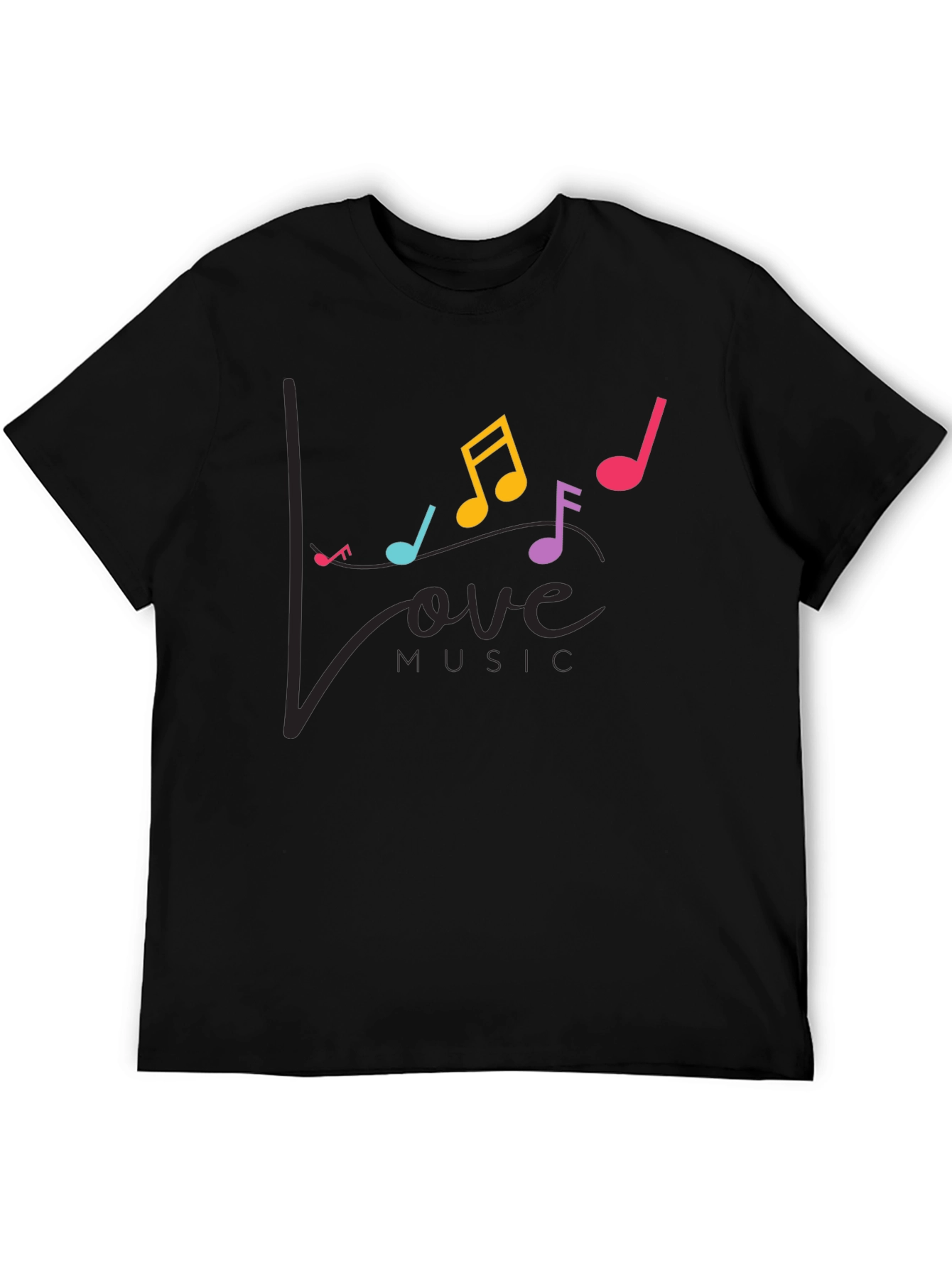 Love Music Notes Graphic Tee - Black