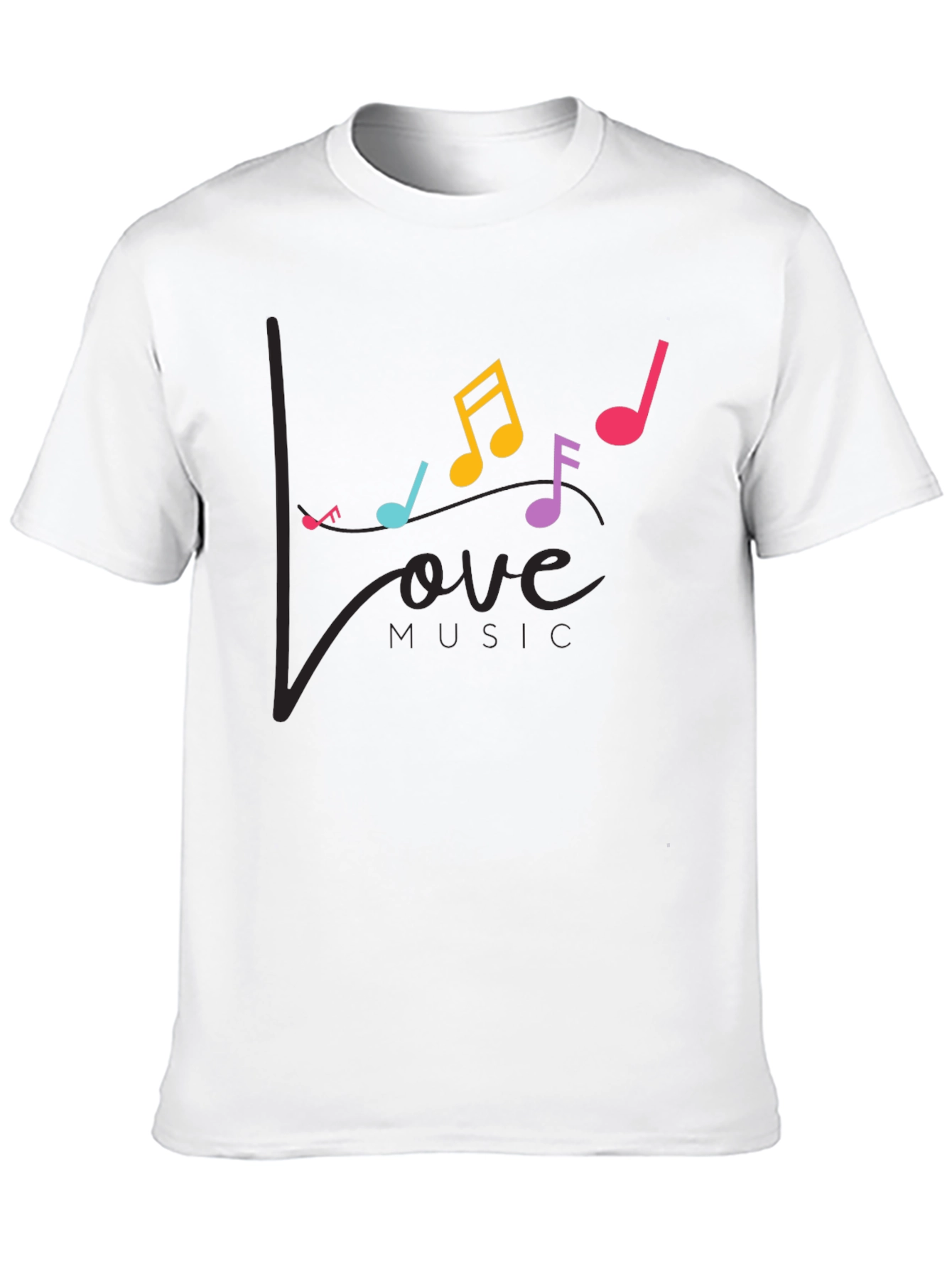 Love Music Notes Graphic Tee - Black