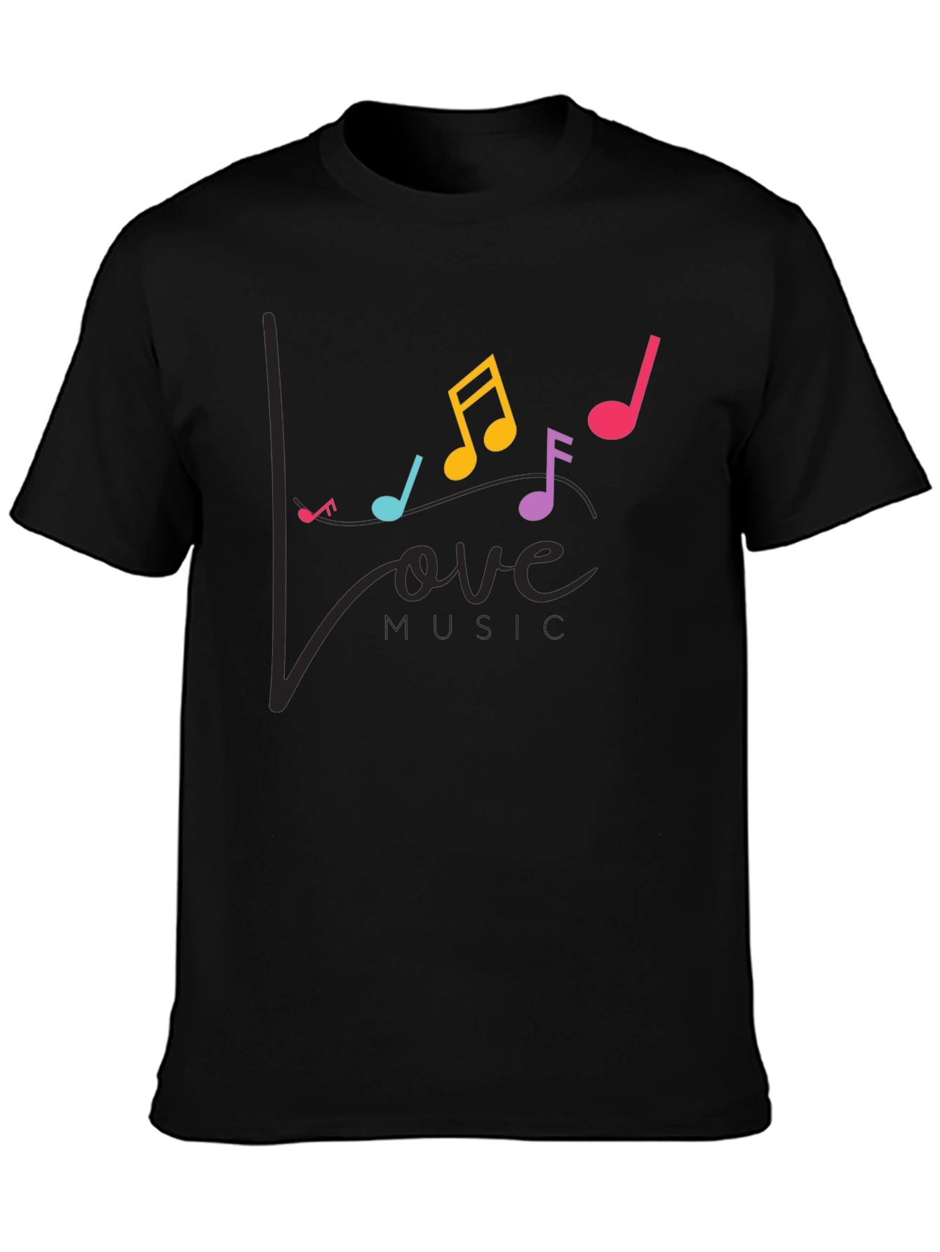 Love Music Notes Graphic Tee - Black