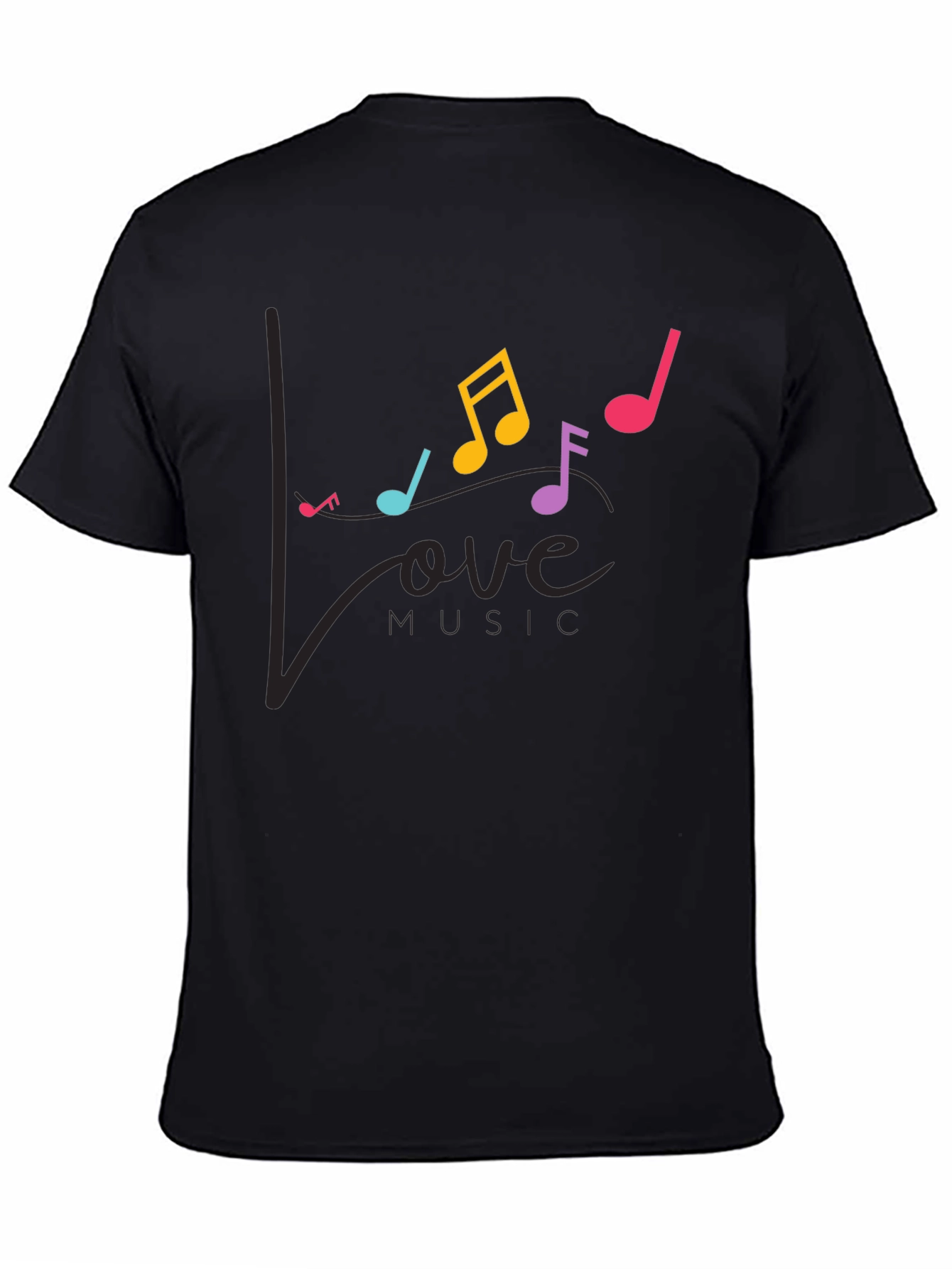 Love Music Notes Graphic Tee - Black