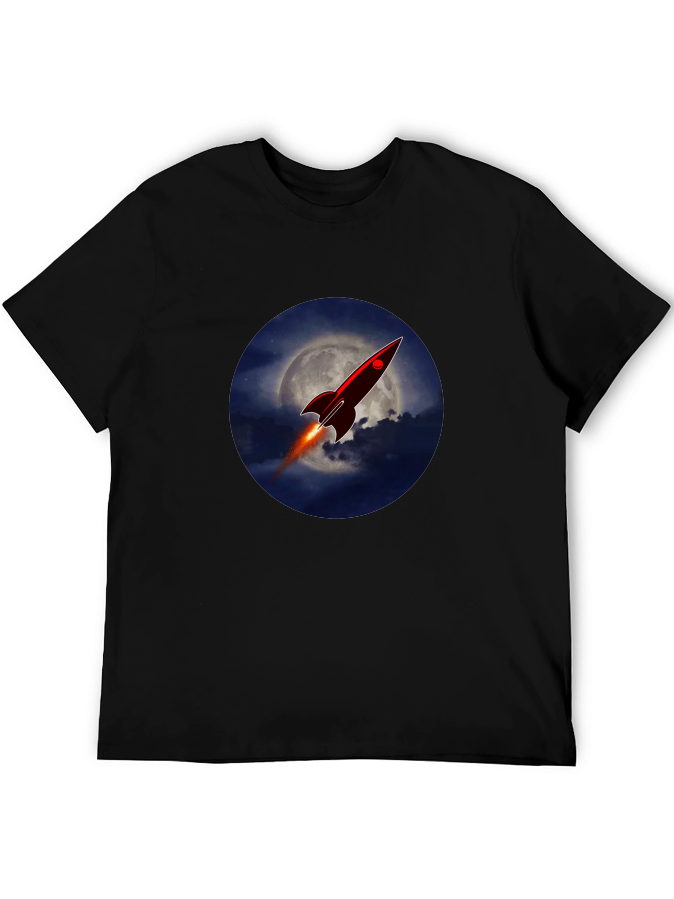 Rocket to the Moon Graphic T-Shirt - Black