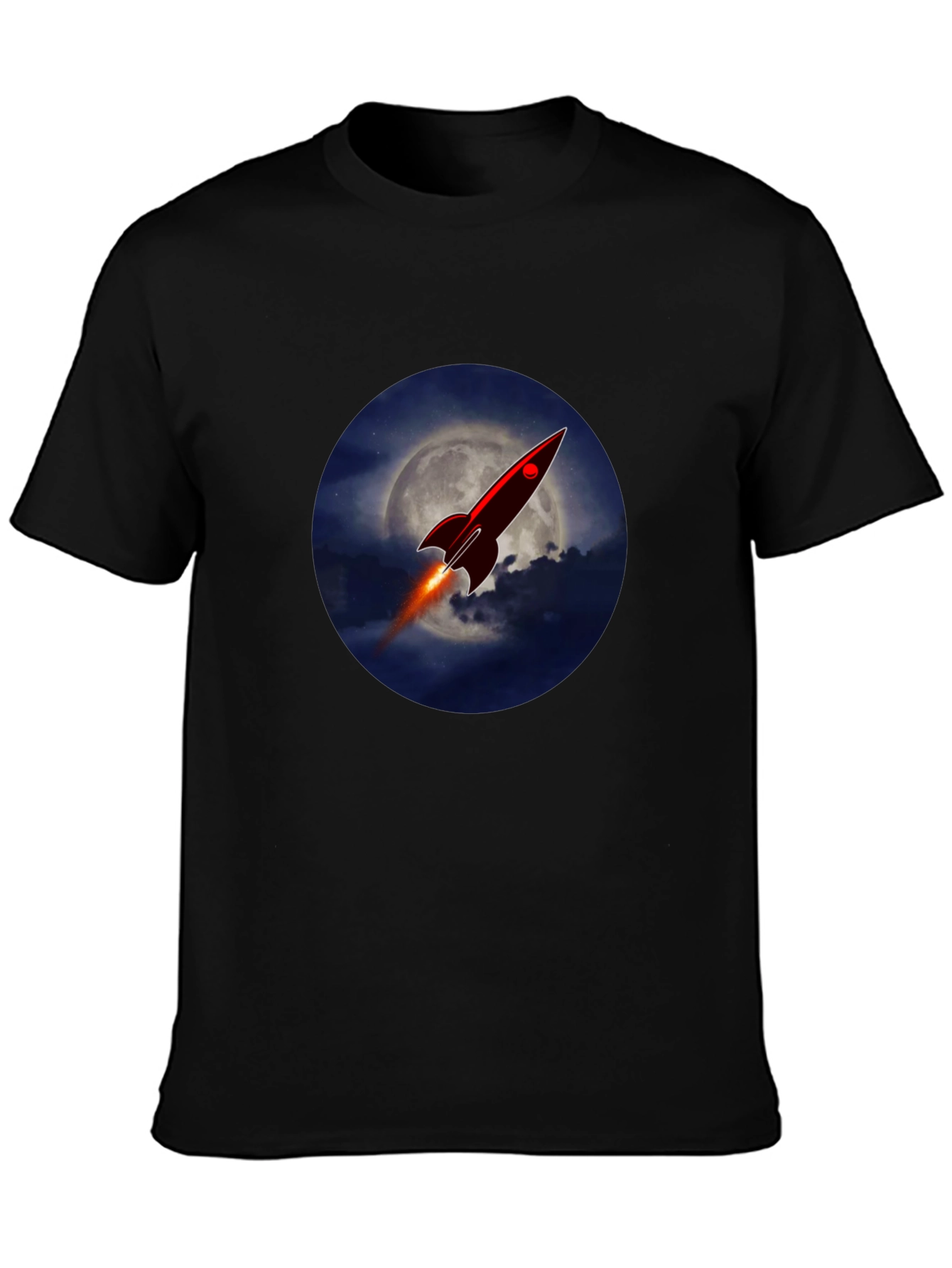 Rocket to the Moon Graphic T-Shirt - Black