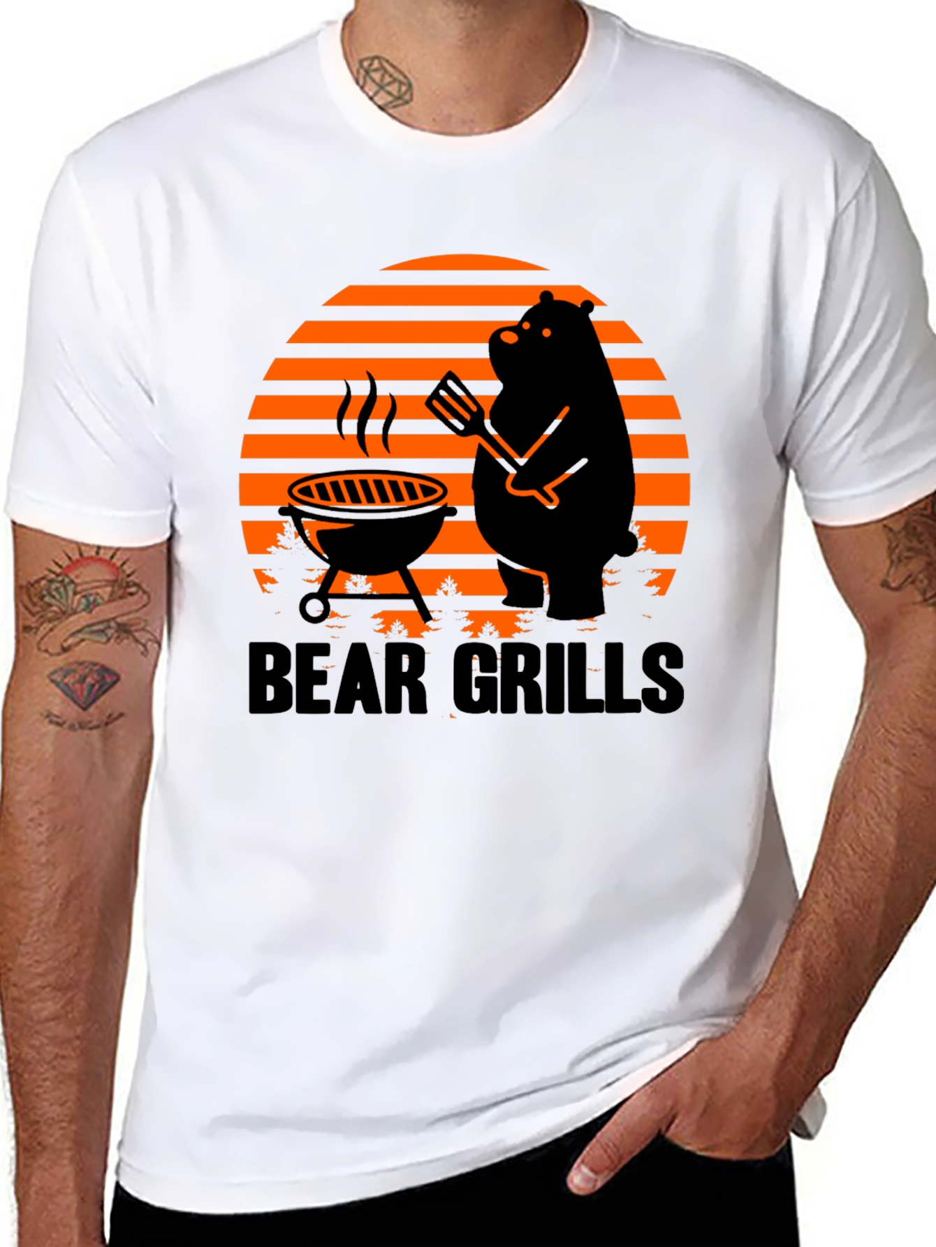 Bear Grills BBQ T-Shirt - Novelty Funny Grilling Tee
