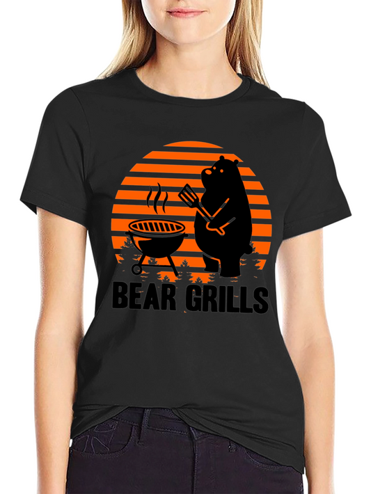 Bear Grills BBQ T-Shirt - Novelty Funny Grilling Tee