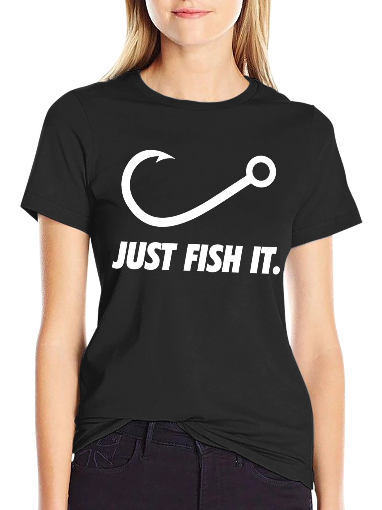 Just Fish It T-Shirt - Black Cotton Tee