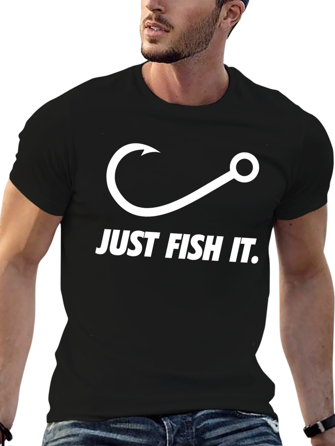 Just Fish It T-Shirt - Black Cotton Tee
