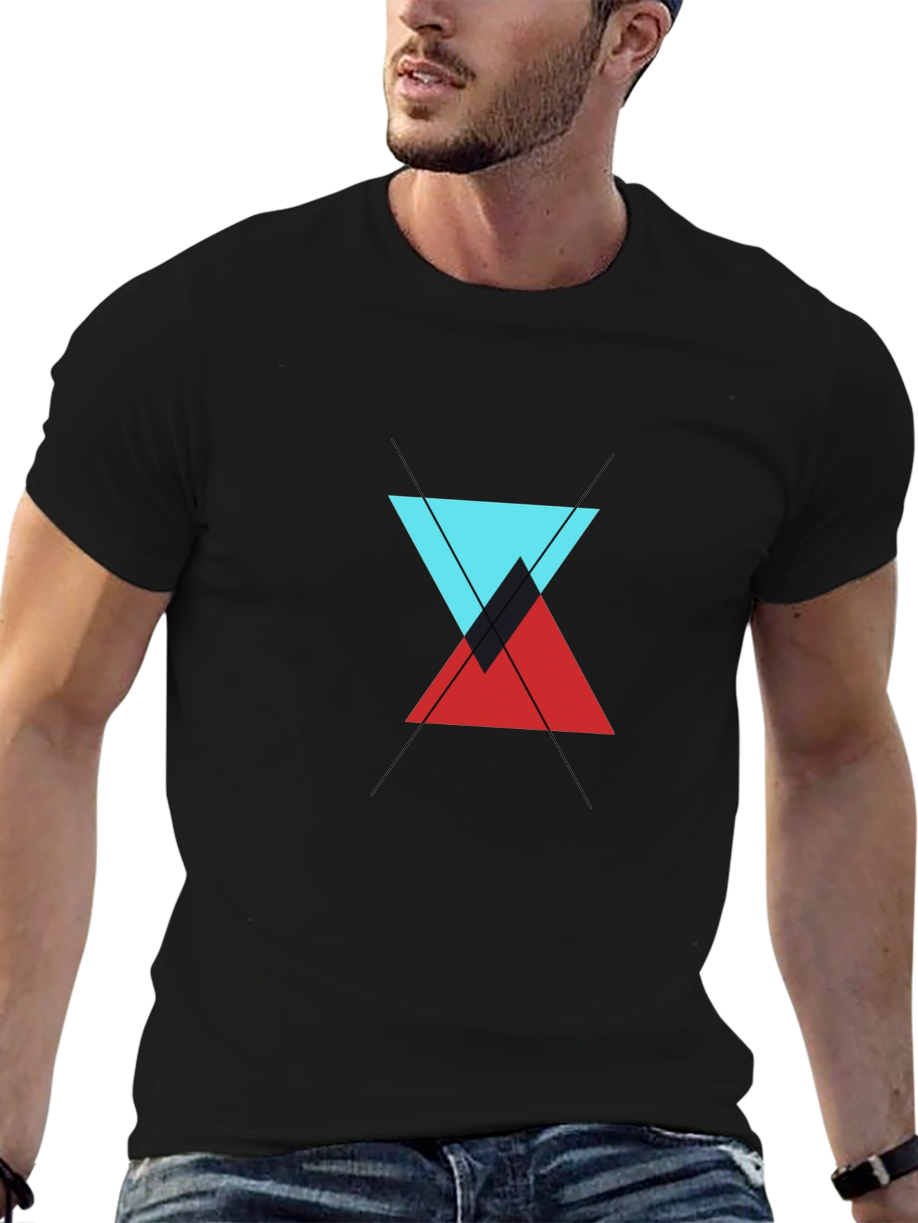 Geometric Triangle Graphic Tee - Modern Style