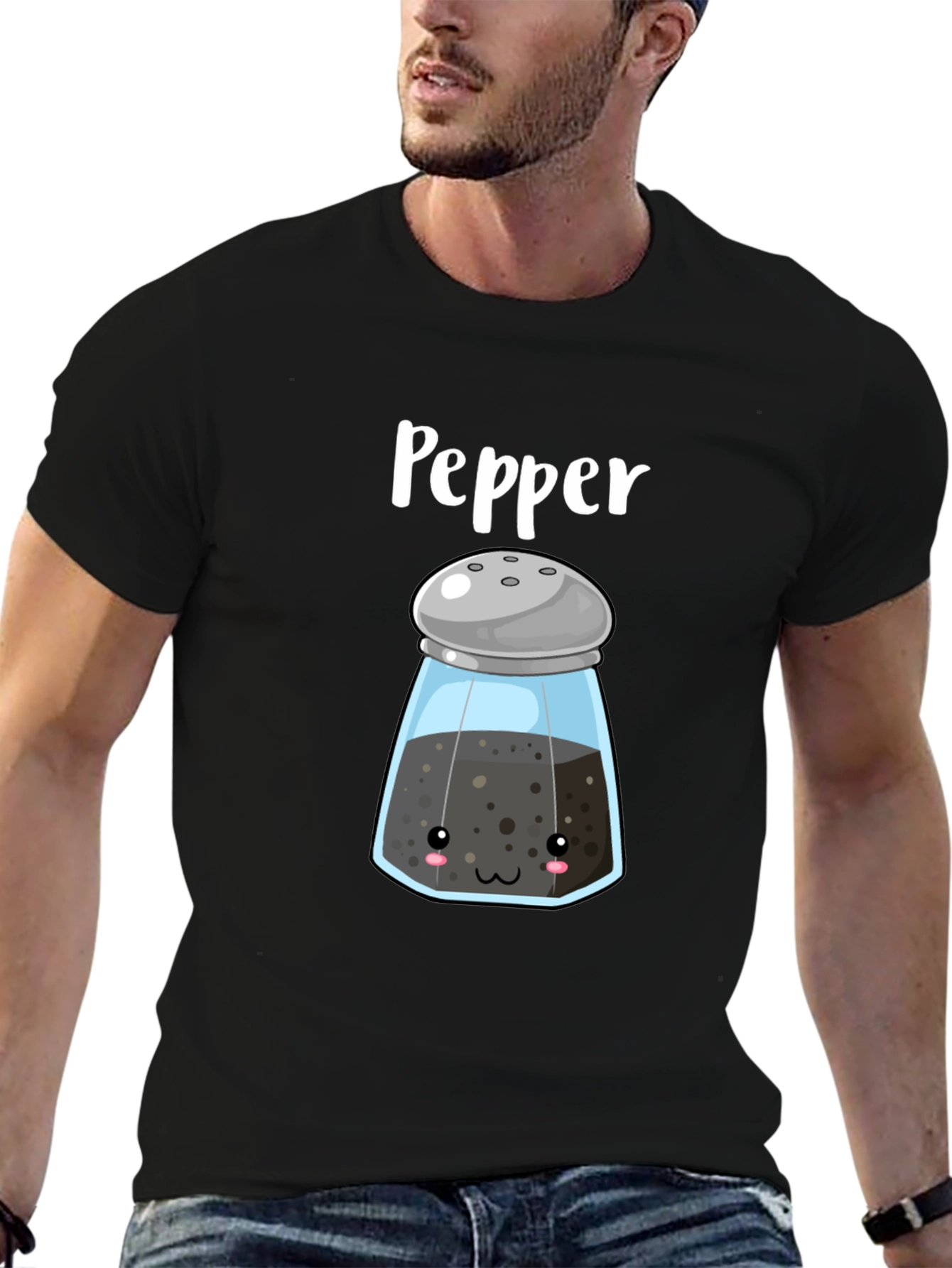 Kawaii Pepper Shaker Black T-Shirt