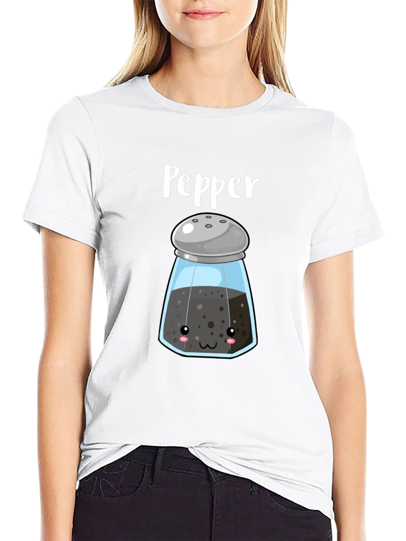 Kawaii Pepper Shaker Black T-Shirt