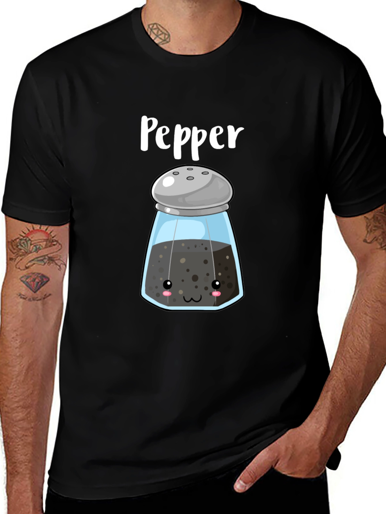 Kawaii Pepper Shaker Black T-Shirt