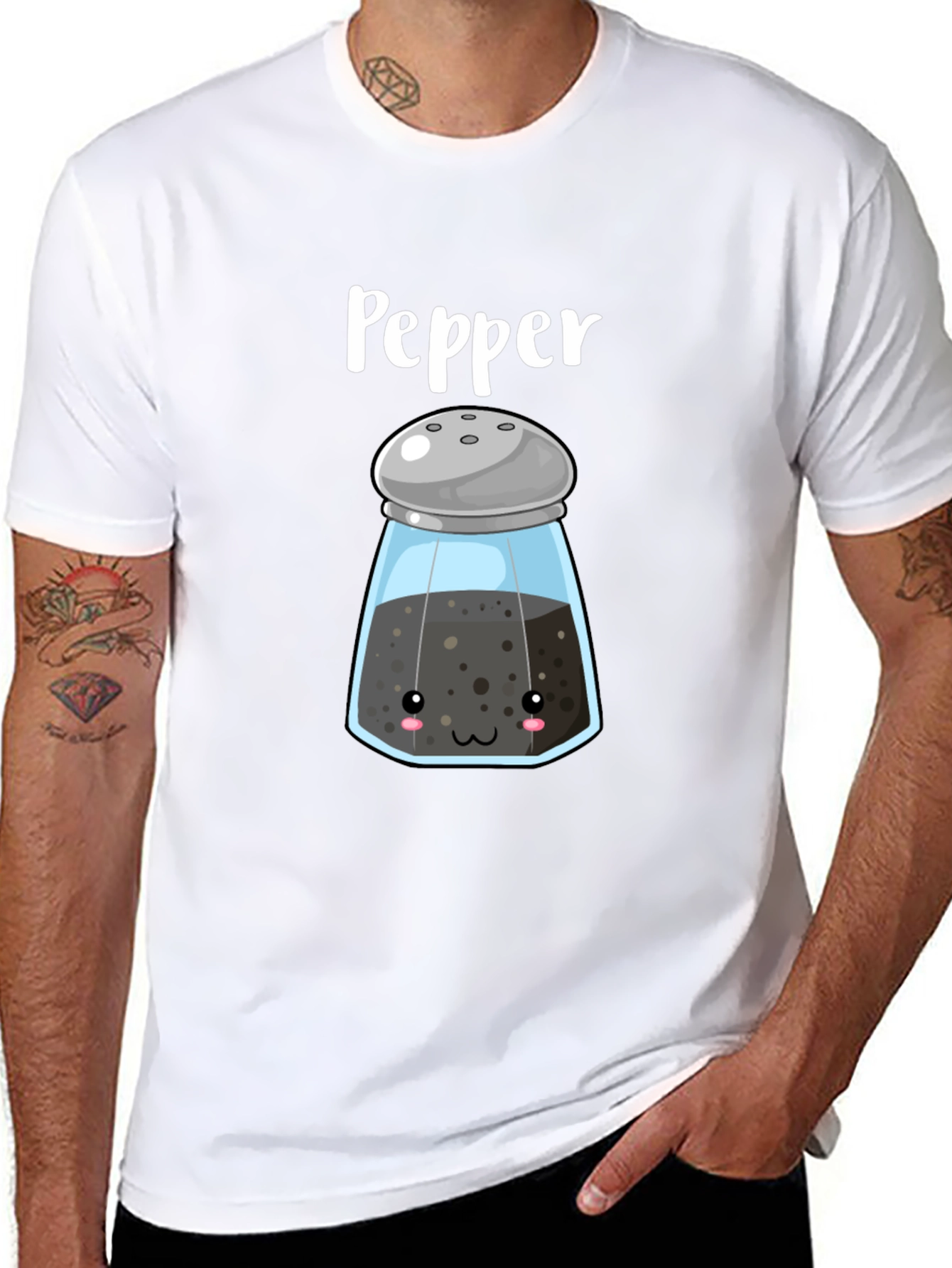 Kawaii Pepper Shaker Black T-Shirt