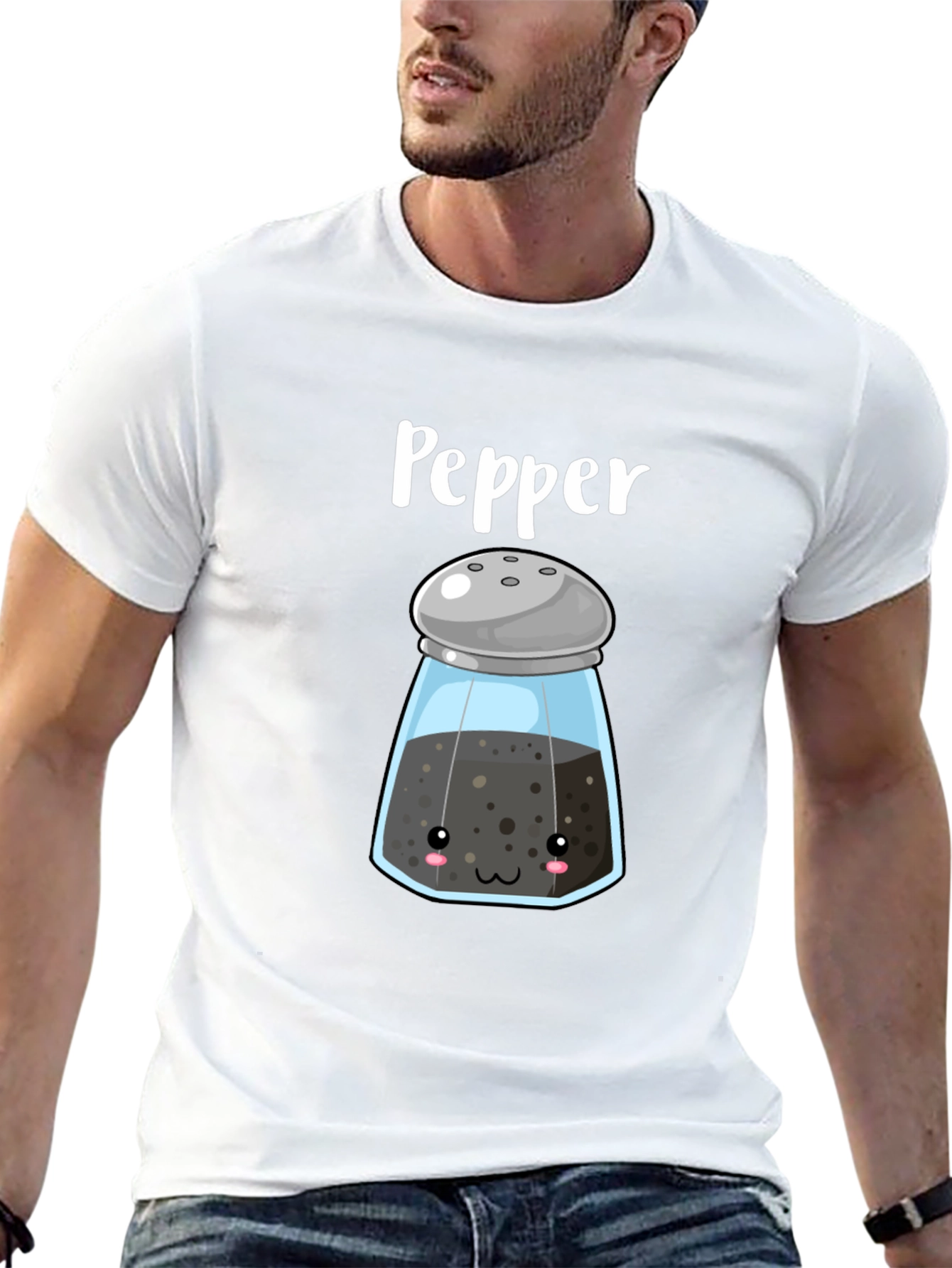Kawaii Pepper Shaker Black T-Shirt