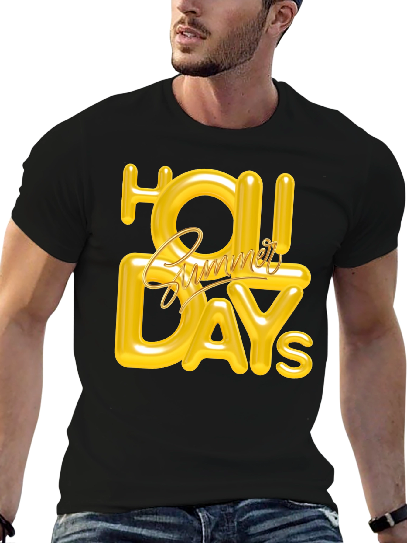 Summer Holiday Graphic Tee - Black