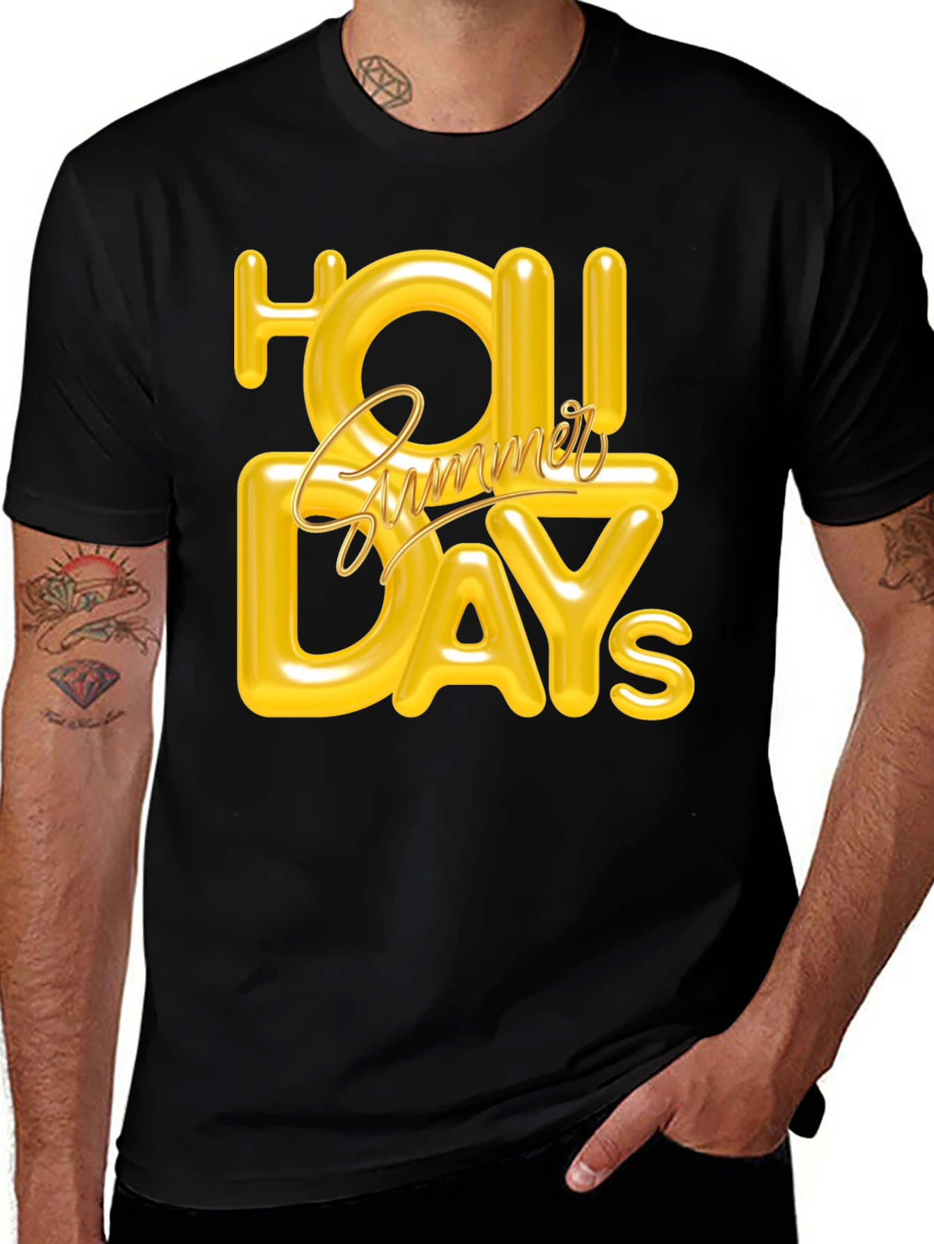 Summer Holiday Graphic Tee - Black