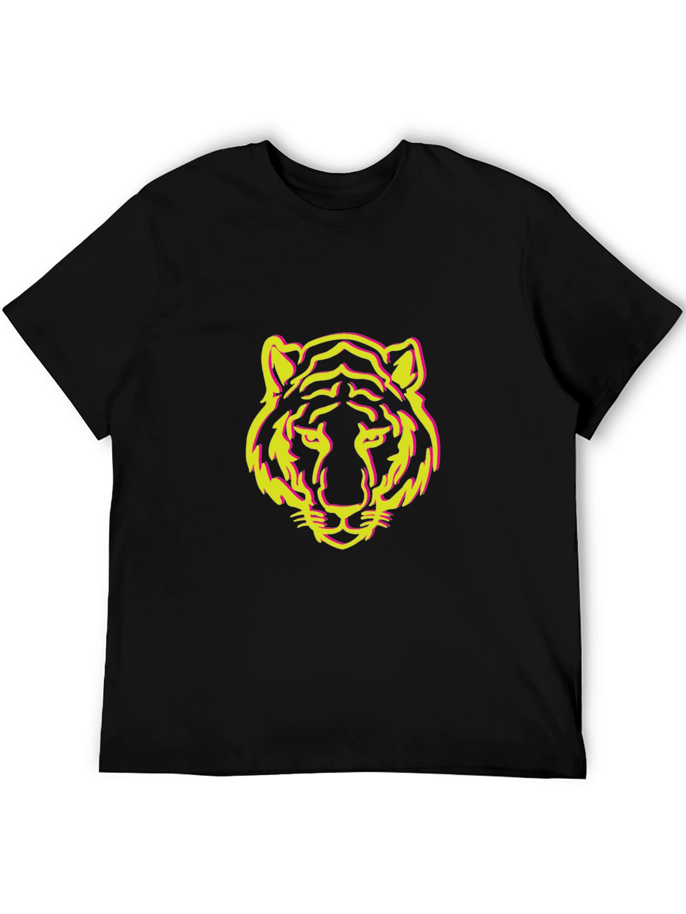 Black T-Shirt with Tiger Face Design