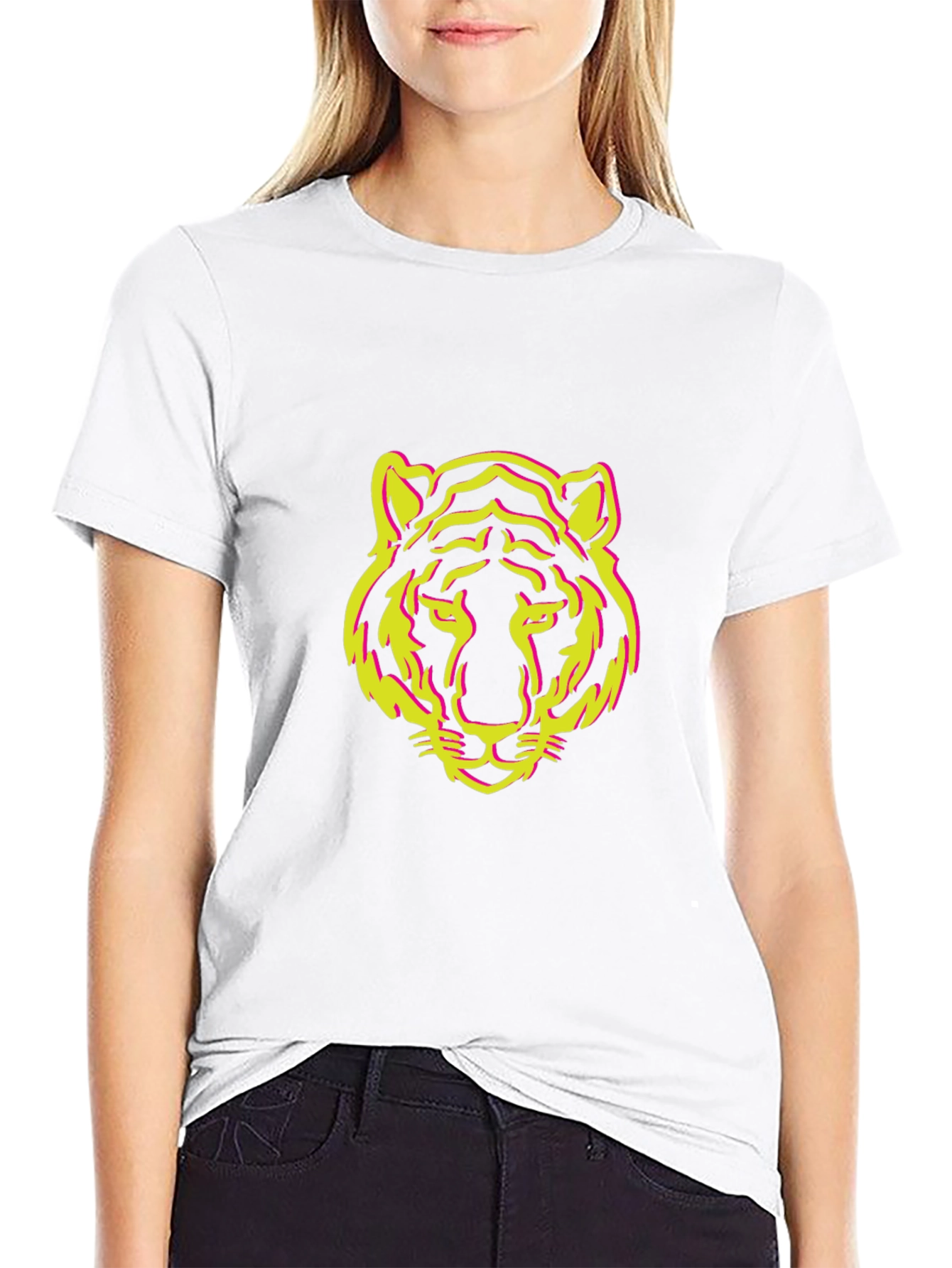 Black T-Shirt with Tiger Face Design