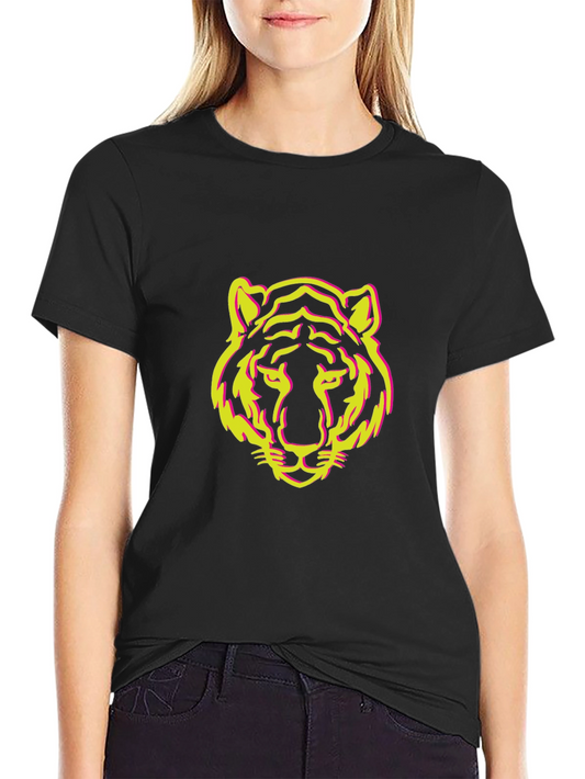 Black T-Shirt with Tiger Face Design