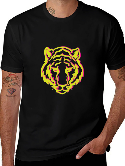 Black T-Shirt with Tiger Face Design
