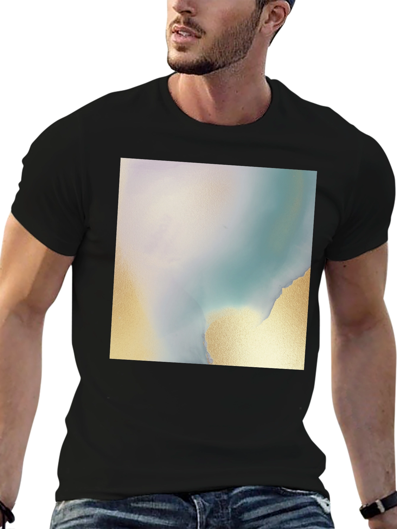 Abstract Art Tee - Soft Black Cotton Blend