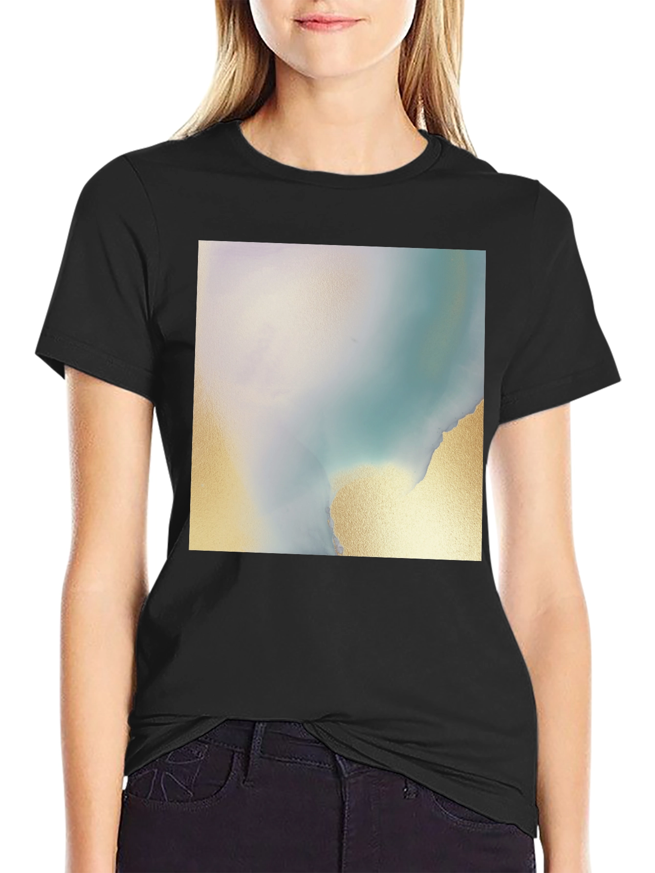 Abstract Art Tee - Soft Black Cotton Blend